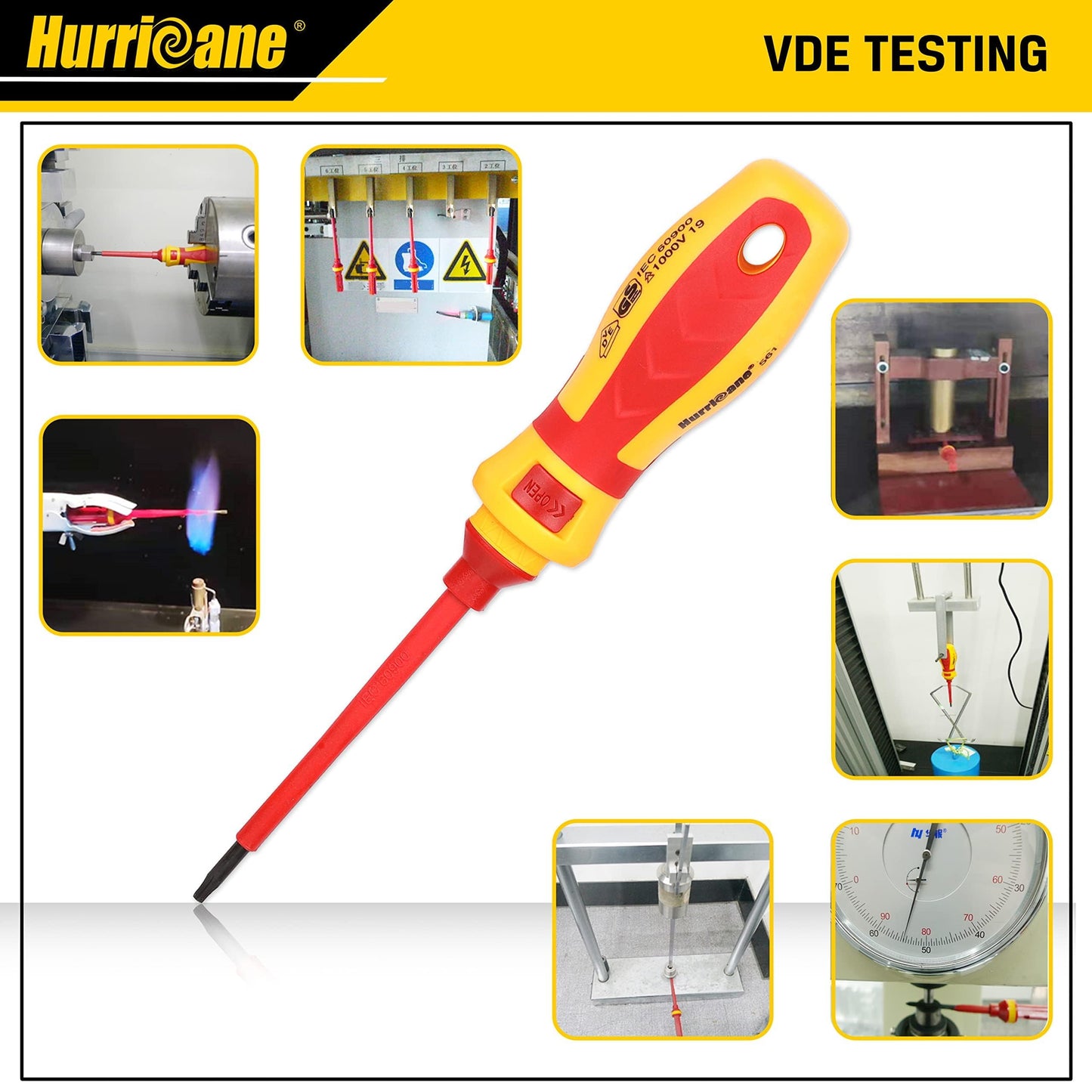 HURRICANE 1000V Insulated Screwdriver Set, 15 Piecse Professional Insulated Electrician Screwdriver Set, CR-V Magnetic Tips, Square(Robertson) Phillips Slotted Pozi Torx Insulated Electrician Tool Kit