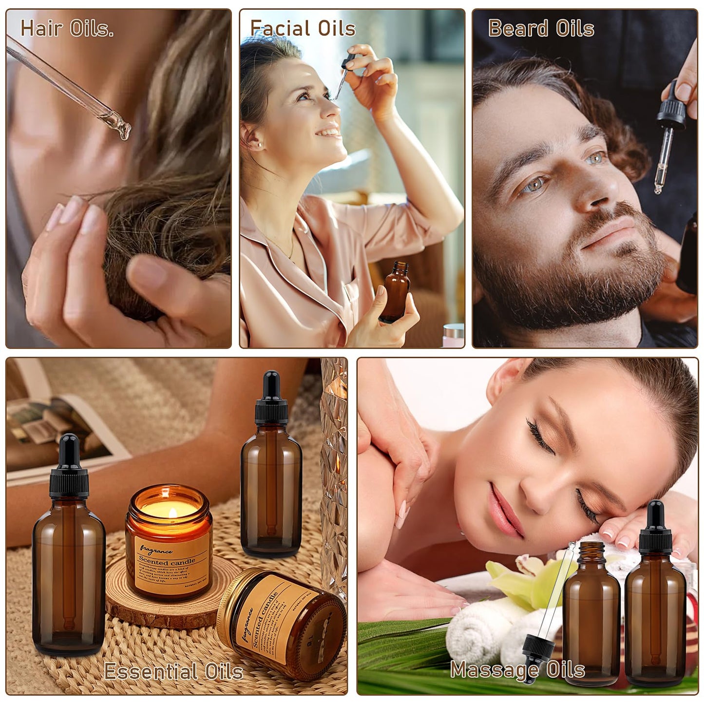 40 Pieces Glass Dropper Bottle, 2 oz Amber Glass Bottles Eye Dropper Bottles Tincture Bottles Empty Oil Dropper Bottle for Essential Oils, Perfume, Liquids