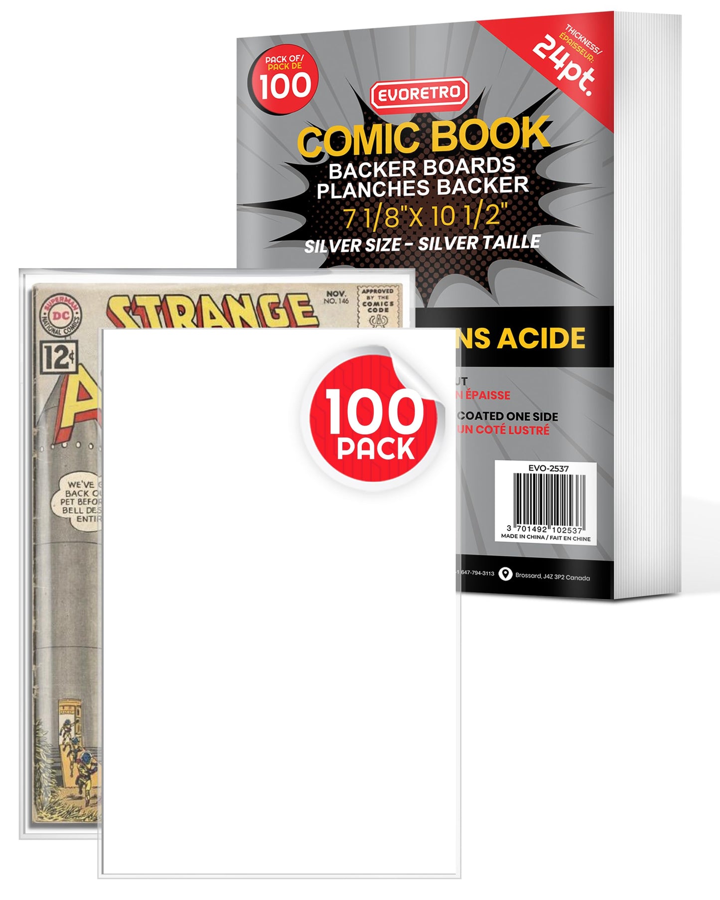 Comic Book Boards - Backboard 24PT - Compatible for All DC Comics and Marvel Comics White Boards - Comic Book Storage (Pack of 100) (Silver Age Comic)