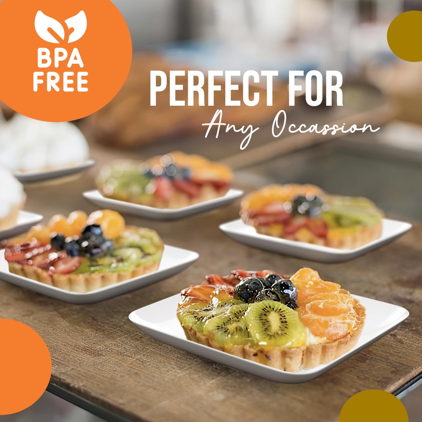 Exquisite Tiny Mini Dessert Plates - 240 Pack 2.4 in. x 2.4 in. White Disposable Appetizer Plates - Small Plastic BPA Free for Weddings