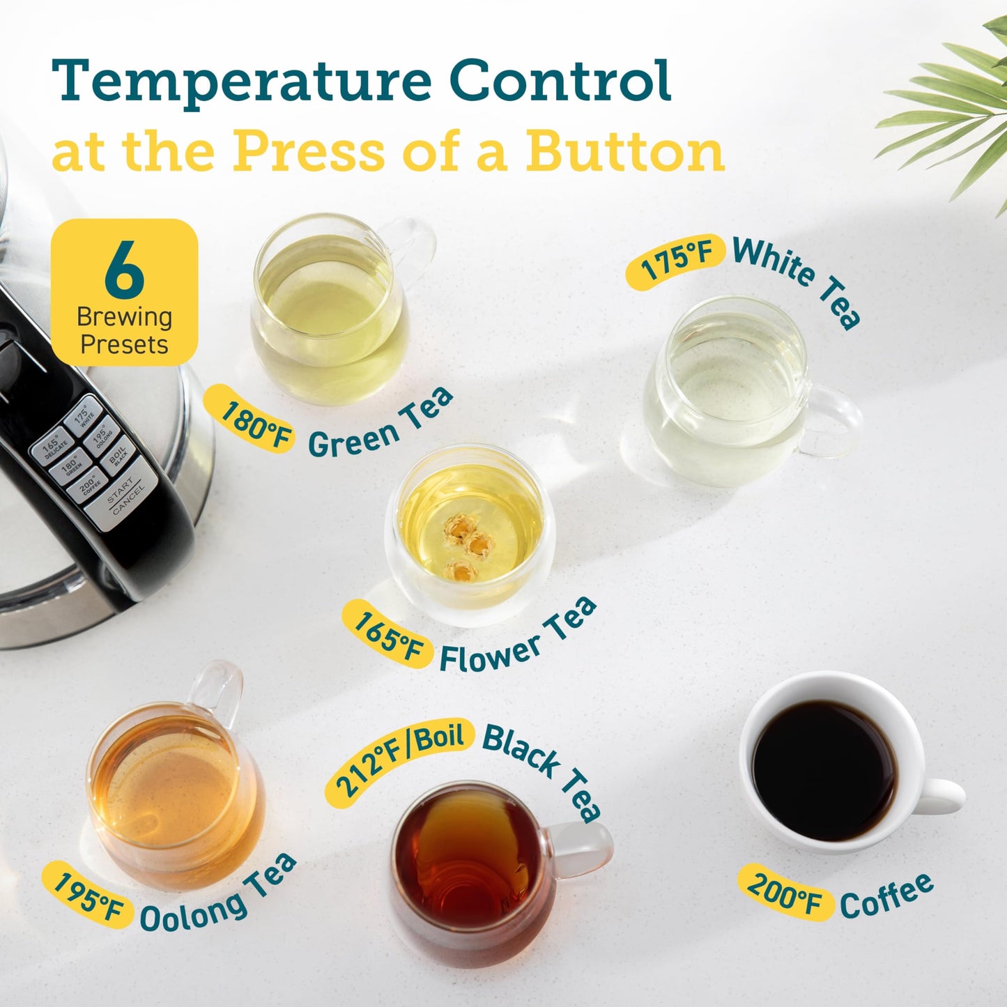 Cosori Electric Kettle Temperature Control with 6 Presets, 60min Keep Warm 1.7L Electric Tea Kettle & Hot Water Boiler, 304 Stainless Steel Filter, Auto-Off & Boil-Dry Protection, BPA Free, Black