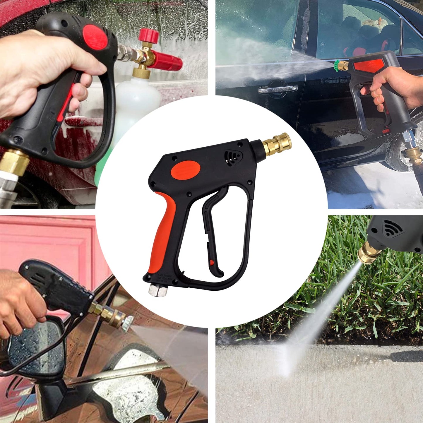 DERASL Pressure Washer Gun with Swivel 5000PSI, High Pressure Spray Gun with 1/4" Quick Connector, 3/8'' Quick Coupling, 12GPM, M22-14mm and M22-15mm Couplings for Cleaning a Wide Range of Scenarios