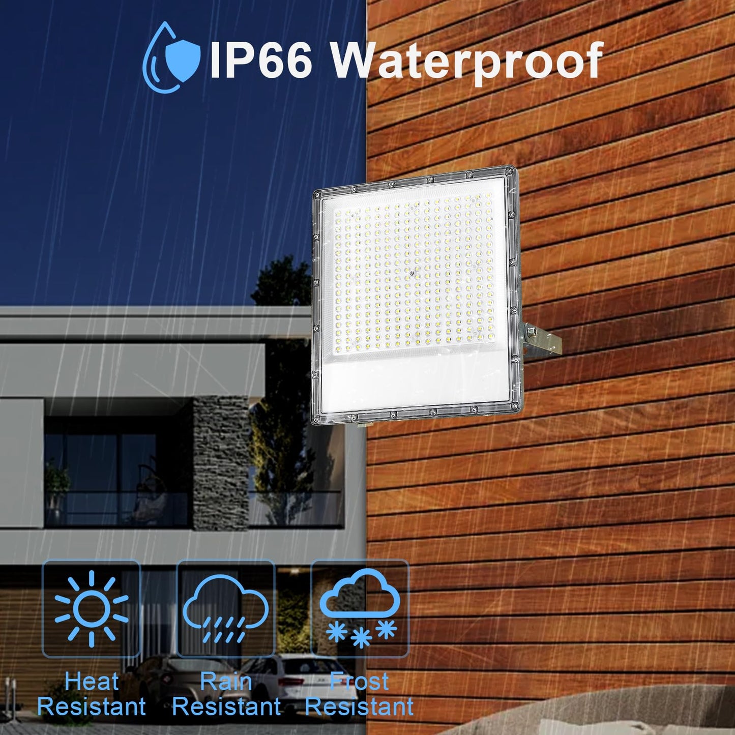 2 Pack 300W LED Flood Light Outdoor, Exterior Flood Lights, Outdoor Flood Lights, Plug in Flood Light, for Yard, Garden, Playground, Lawn, Garages,Basketball Court, Stadium