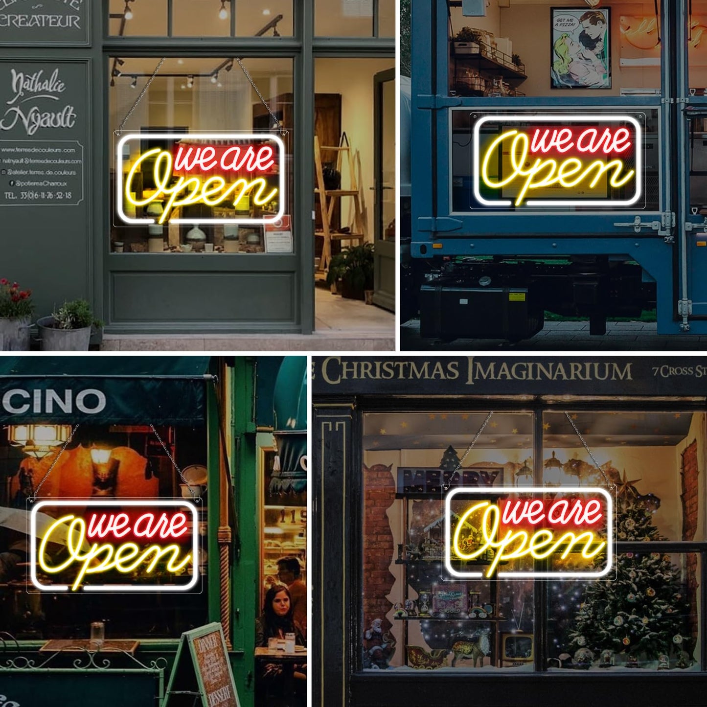 Neon We Are Open Signs for Business, 16.5''x 9'' Open Sign LED, Super Bright & Easy to Spot Open Neon Sign(Red&Yellow&Cool White), with ON/OFF Switch & Adapter, Ideal for Window, Party, Wall, Bars,