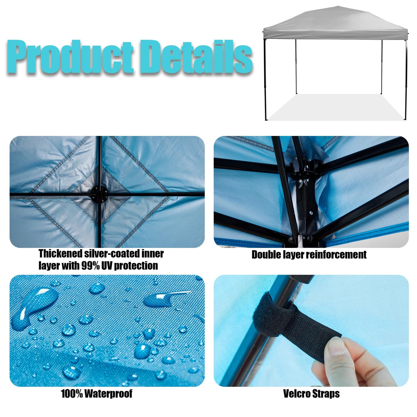 NINAT Canopy Replacement Top Tent Top Cover for 10x10ft Pop Up Paty/Tent (Vertical Leg) Instant Canopy Cover Grey 1pcs Only