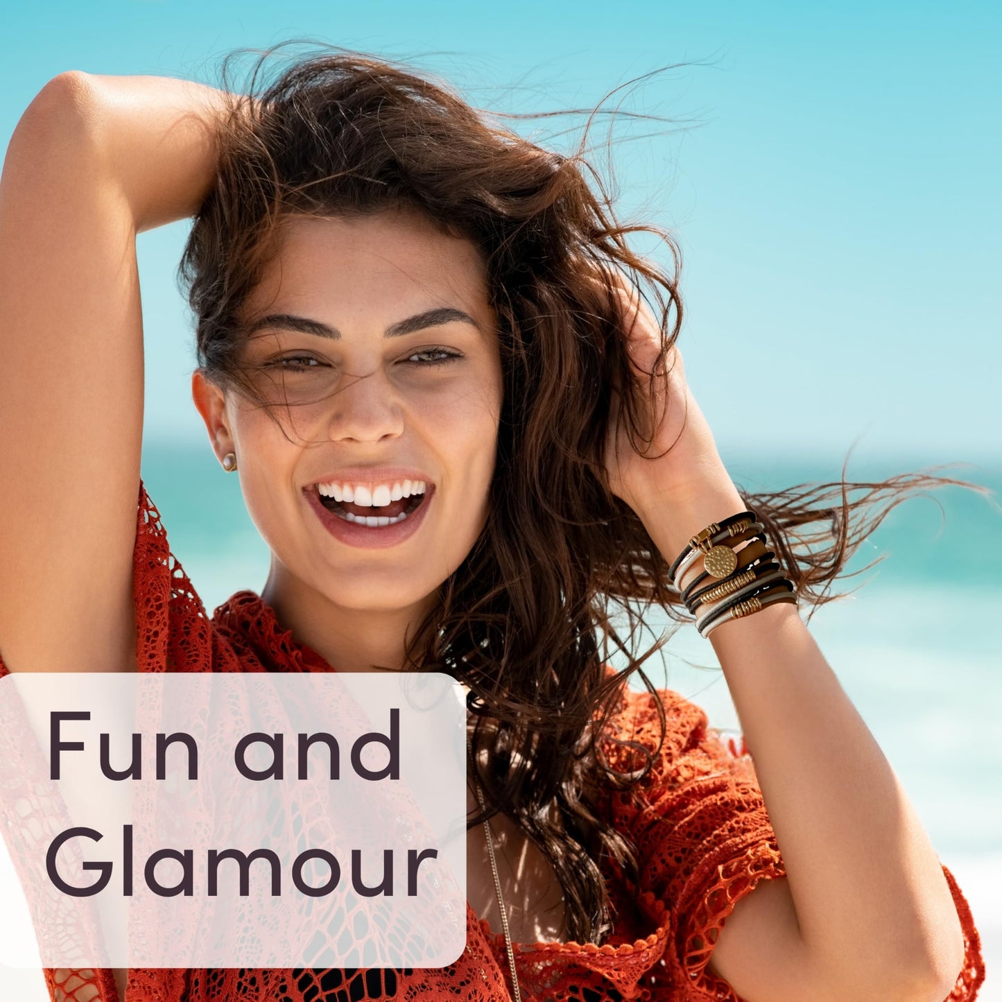 By Lilla Hair Ties for Women No Damage – The Original Bracelet Hair Tie – Hand Made Jewelry with Luxury Elastic and Tarnish Free Gold and Silver – Boho Hair Accessories and Wrist Stacks (Halo)