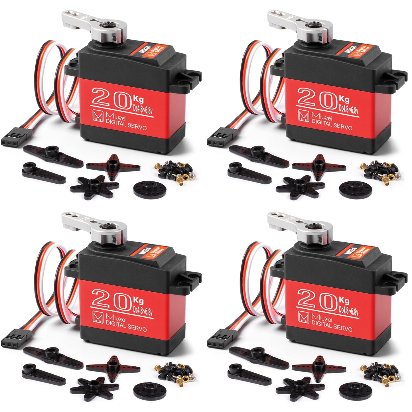 Miuzei 20KG Servo Motor High Torque Digital Servo Metal Waterproof Servo for R/C Car Robot, DS3218 Control Angle 270° (4)