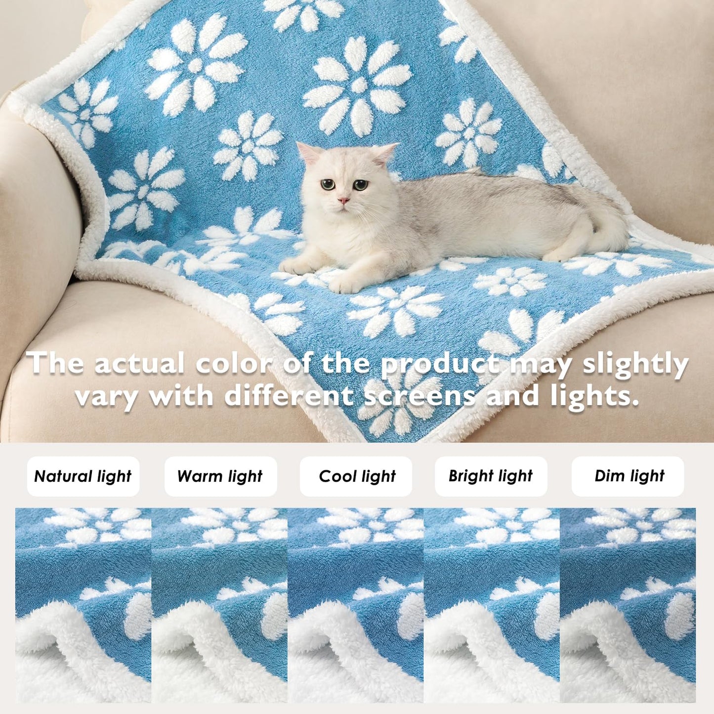 Yaning Waterproof Blanket for Dog Cat or Adult, Cute 3D Textured Flower Dog Blanket for Bed Couch Sofa, Soft Liquid Pee Proof Pet Furniture Protector, 60"x80", Blue