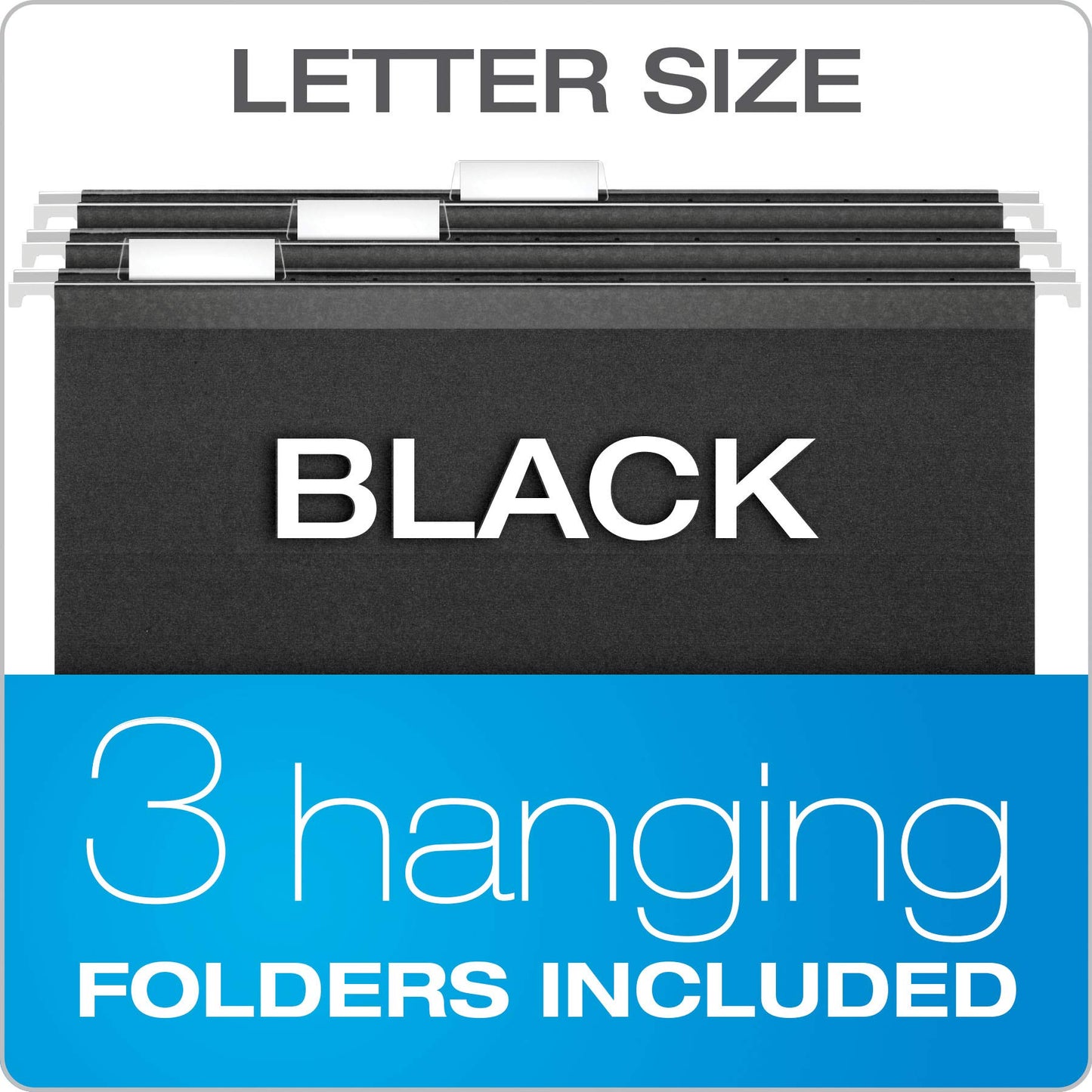 Pendaflex Portable File Box with File Rails, Hinged Lid with Double Latch Closure, Black, 3 Black Letter Size Hanging Folders Included (41742AMZ)