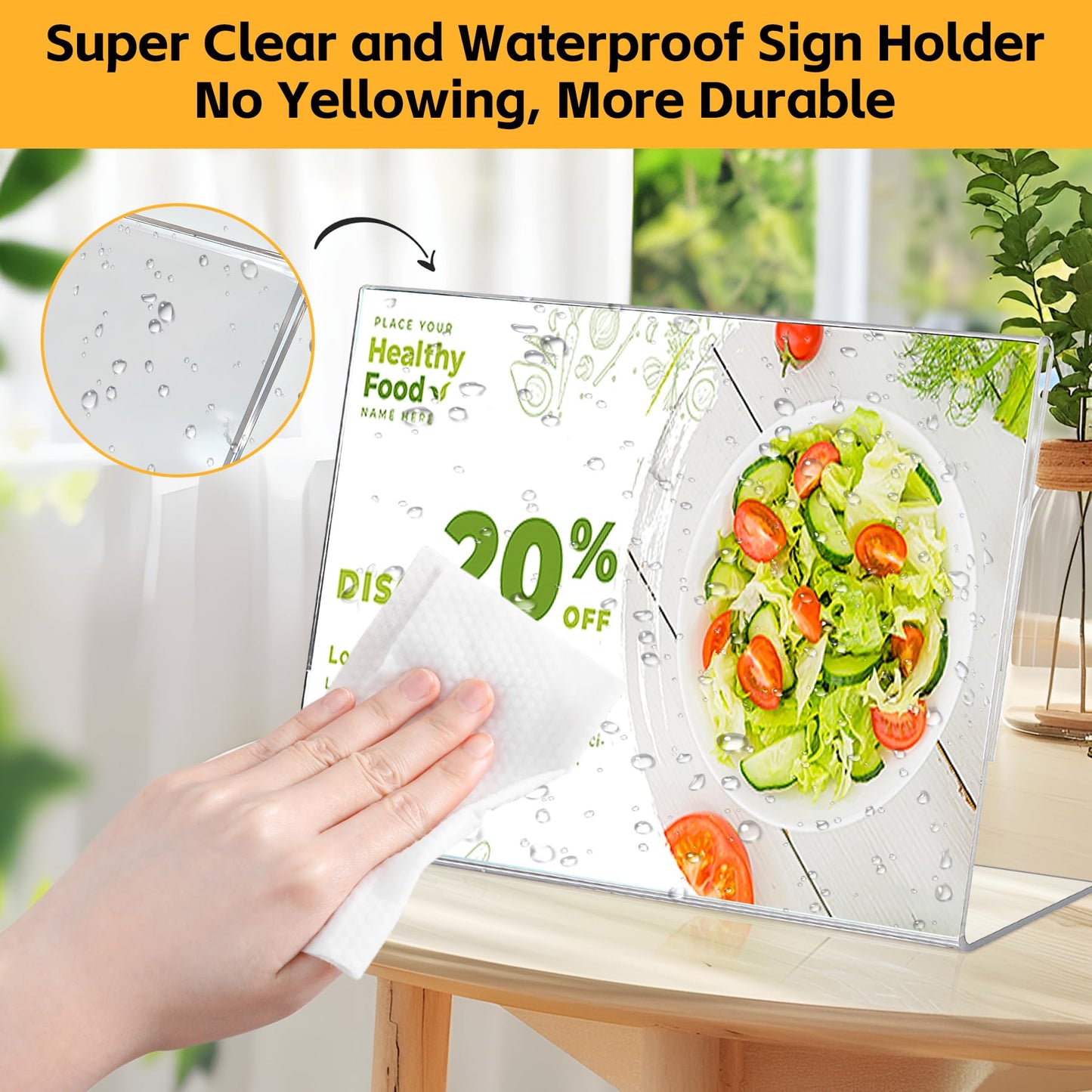 6 Pack Acrylic Sign Holder 11 x 8.5 Horizontal, Clear Plastic Signs Display Stand, Slant-Back Paper Holder Stand up Table Top Sign Holders Flyer Stand Frame for Office Business Store