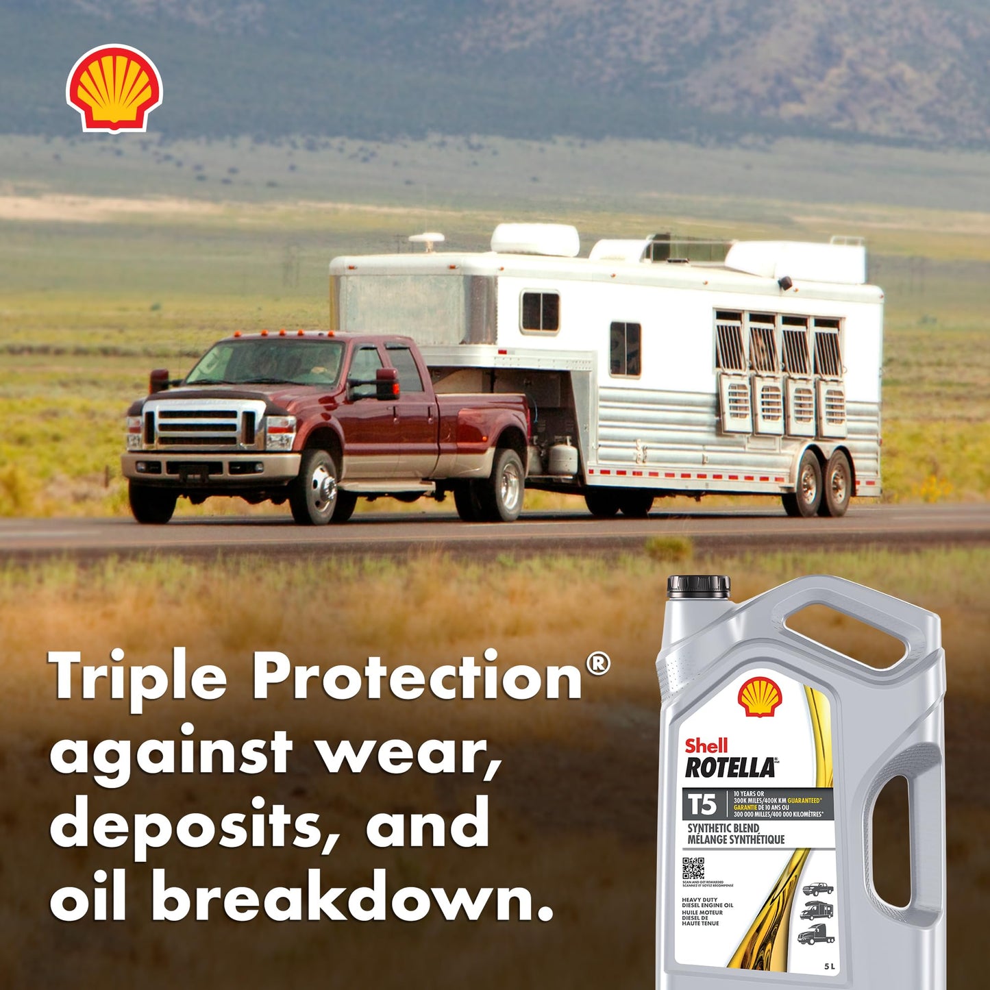 Shell Rotella T5 Synthetic Blend 15W-40 Diesel Engine Oil, 5 Litre