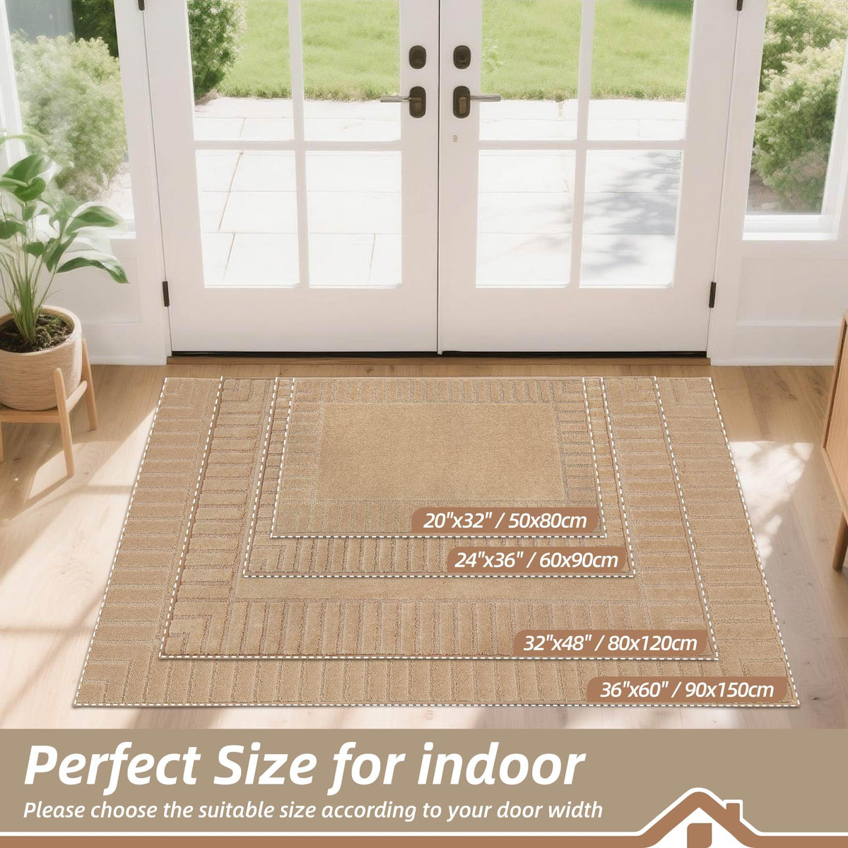 BEQHAUSE Large Door Mat Indoor, Super Absorbent Dirt Trapper Front Doormats Washable TPR Non-Slip Entrance Inside Floor Mats Rug for Entryway Pets and Dogs,32"x48", Taupe