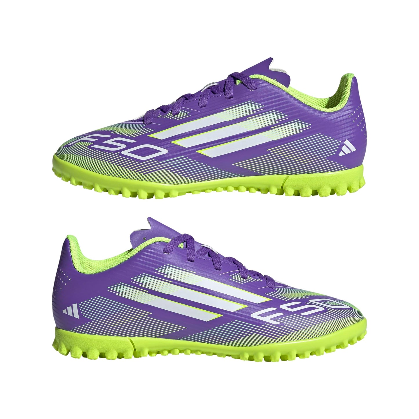 adidas Unisex-Kids F50 Club Turf, Purple Rush/White/Lucid Lemon, 5