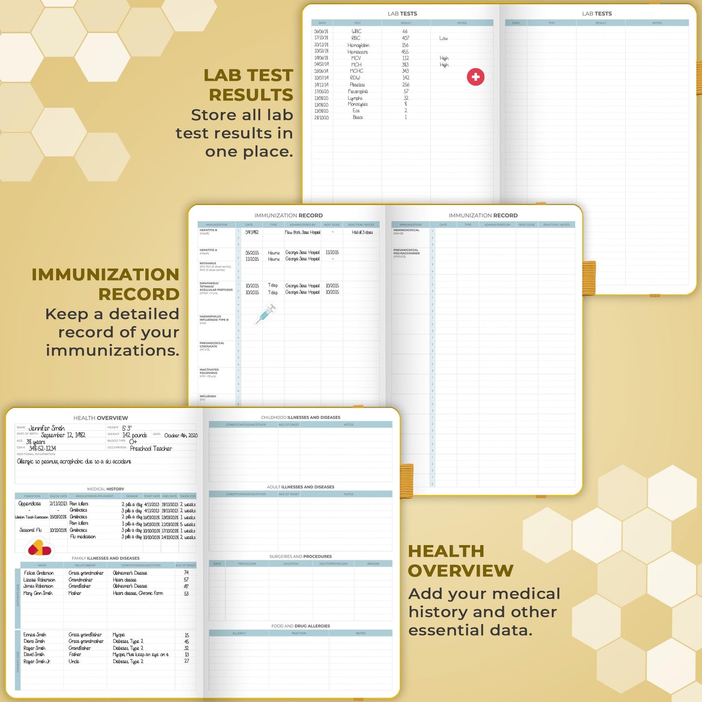 Clever Fox Large Medical Planner 12-Month – Medical Notebook, Health Diary, Wellness Journal to Track Health – 12 Months, 7x10.5″ (Amber Yellow)