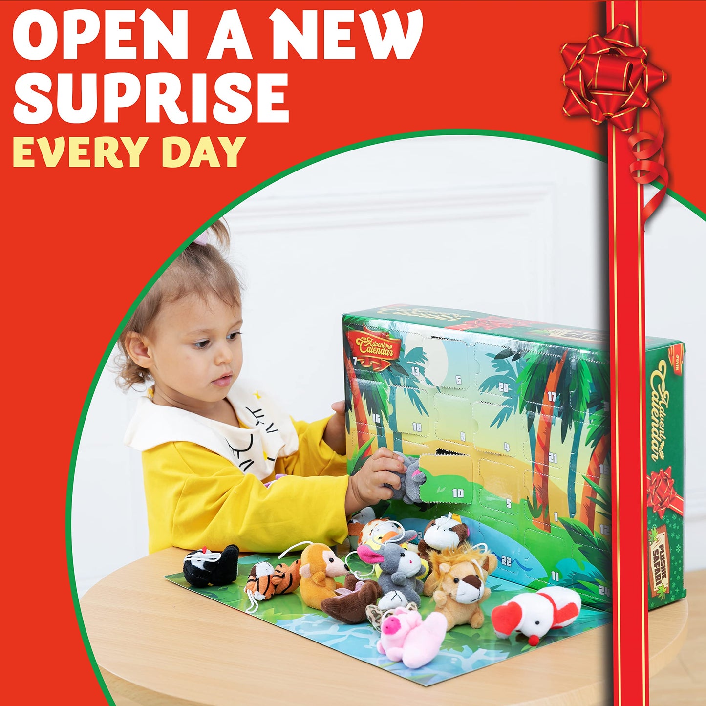 JOYIN 2025 Christmas Advent Calendar with Mini Animal Plush, 24 Days Countdown Advent Calendar with 24 Stuffed Animals, Kids Girls Party Favor, Xmas Gift Classroom Prizes, Christmas Party Favor Gifts