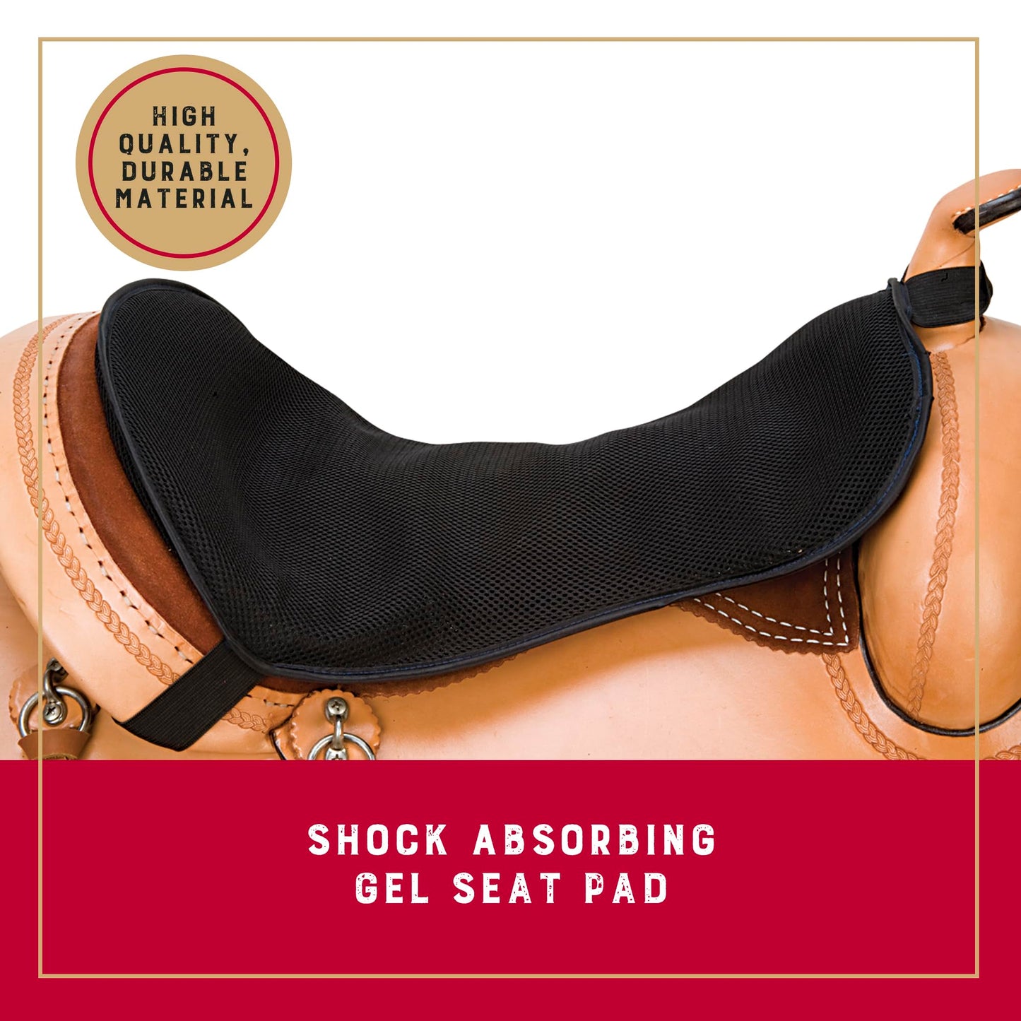 Weaver Leather Western Gel Seat Pad, Black, 15", 16" and 17" Seats