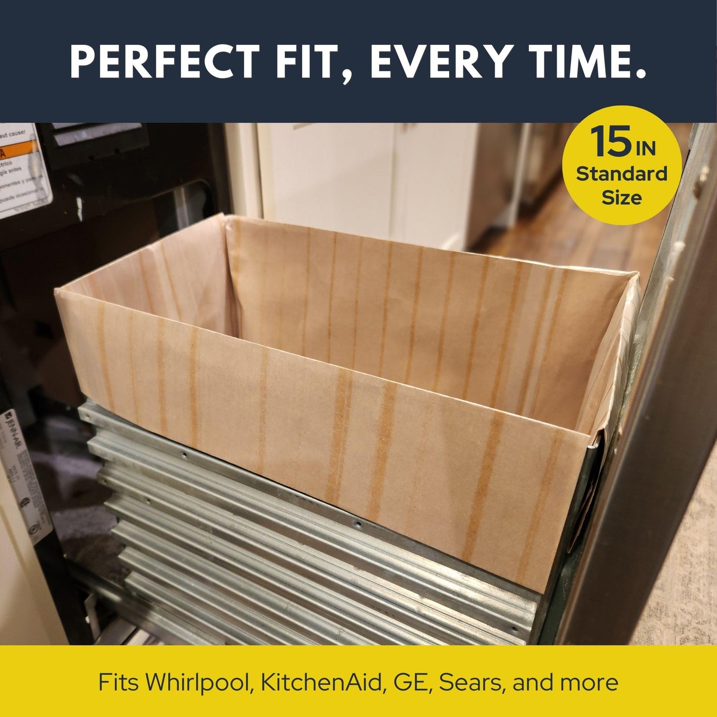Wenses Trash Compactor Bags for Kitchen (12-Pack), 25% Thicker Kraft Paper Compactor Bags with Leak-Proof Liner & Sticker Seals