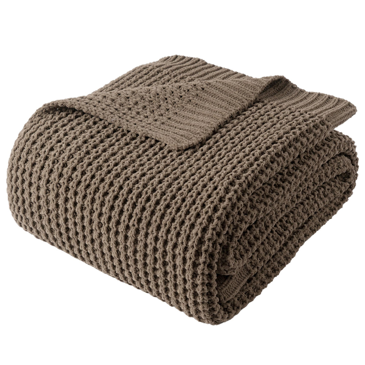 Bunnikins & Clover Knitted Waffle Throw Blanket 50x60 Inches, Camel Tan Throw Blanket for Couch, Tan Blanket Fluffy Cozy Knit Soft Throws for Women Mothers Birthday Gifts