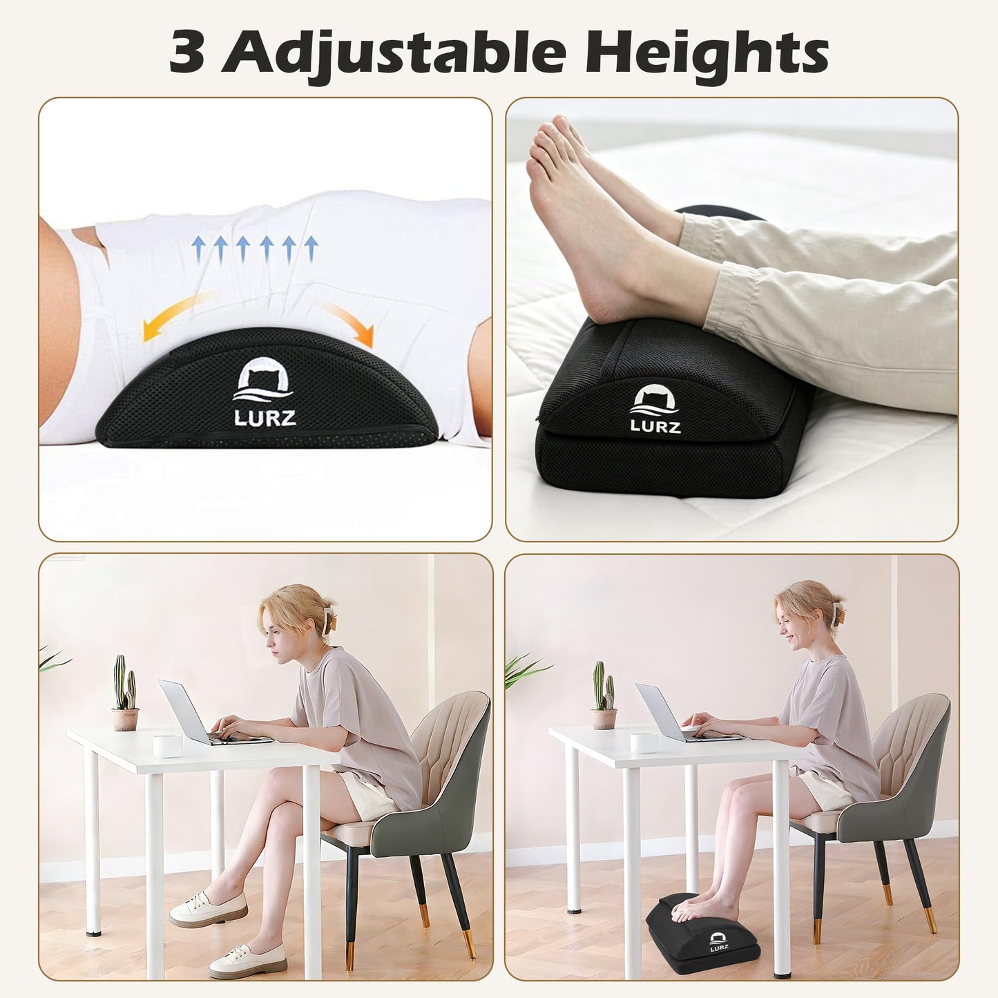 Ergonomic Foot Rest Under Desk for Office desk accessories – Adjustable Height Memory Foam Foot Stool Under Desk for home Office Chair & Gaming Chair – for Back & Hip Pain Relief