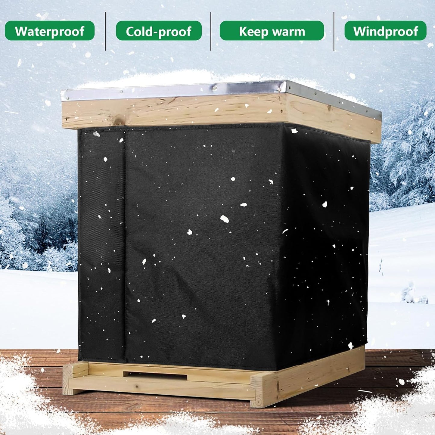 codree 10 Frame Winter Bee Hive Wrap- 1 Deep Box & 1 Medium Box 600D Oxford Beehive Winter Protection Cover- Cozy Windproof Warm Bee Hive Insulation Wrap for Most Bee Hive (85" x 17")