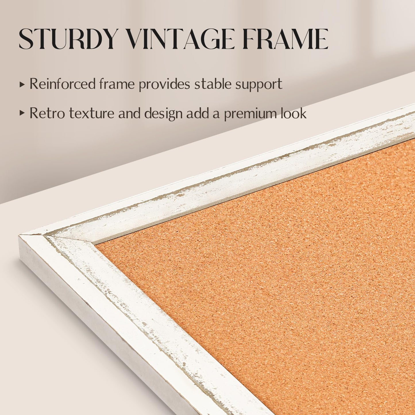 QUEENLINK Cork Bulletin Board, 36" x 24" Corkboard with Natural Wood Frame, Vision Board and Decorative Hanging Pin Board