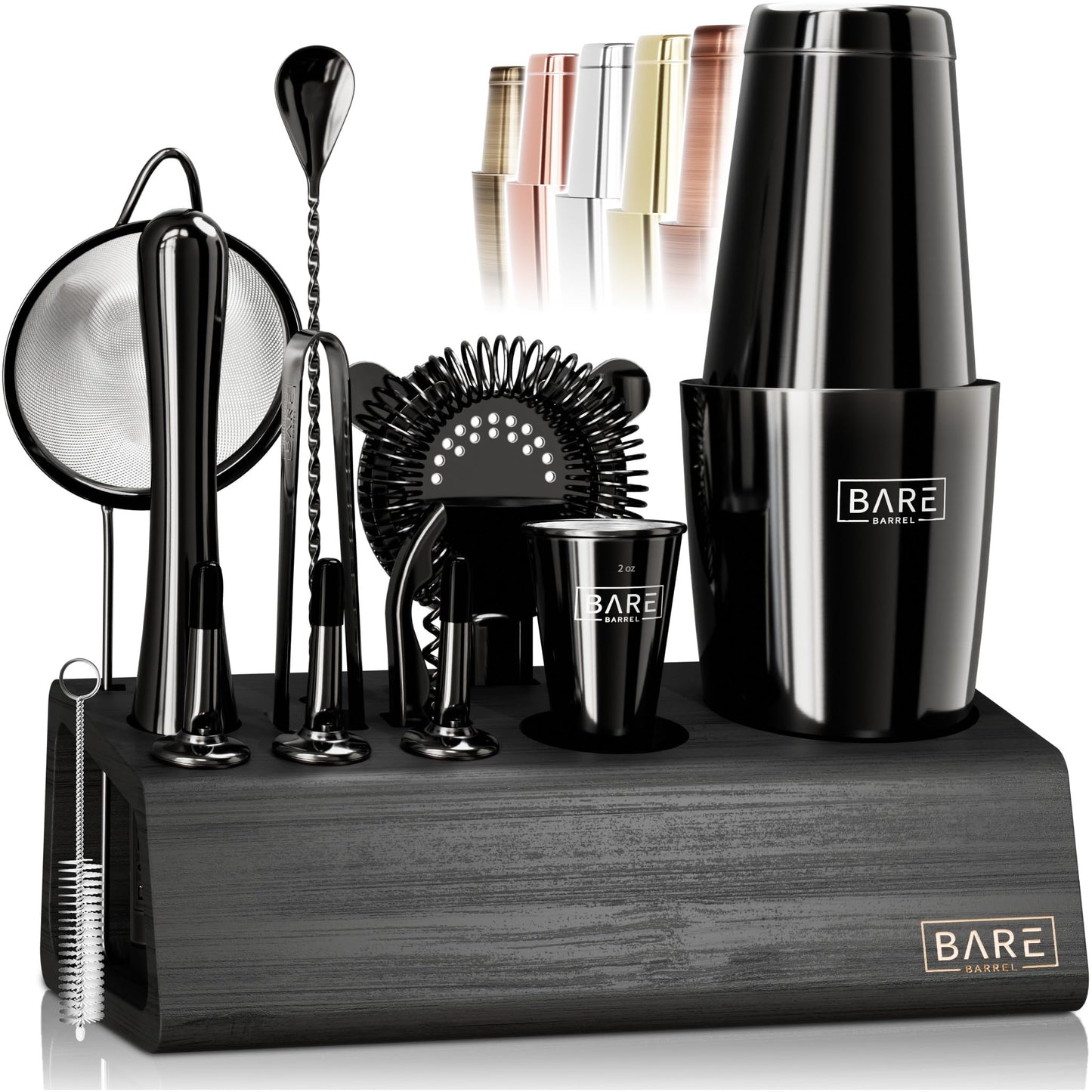 Pro Cocktail Kit | Mixology Bartender Kit | 14-Piece Cocktail Shaker Set | Martini Home Bartending Bar Accessories | Incl. 35 Recipe Cards | Gift Set (800ml/28oz Boston Shaker, Jet Black/Black)