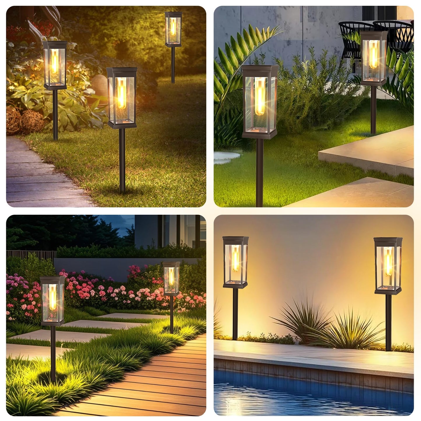 8 Pack Solar Pathway Lights Outdoor,Waterproof Brighter Solar Outdoor Lights,Auto On/Off Solar Lights Outdoor Garden,Outdoor Solar Lights for Walkway Driveway Garden
