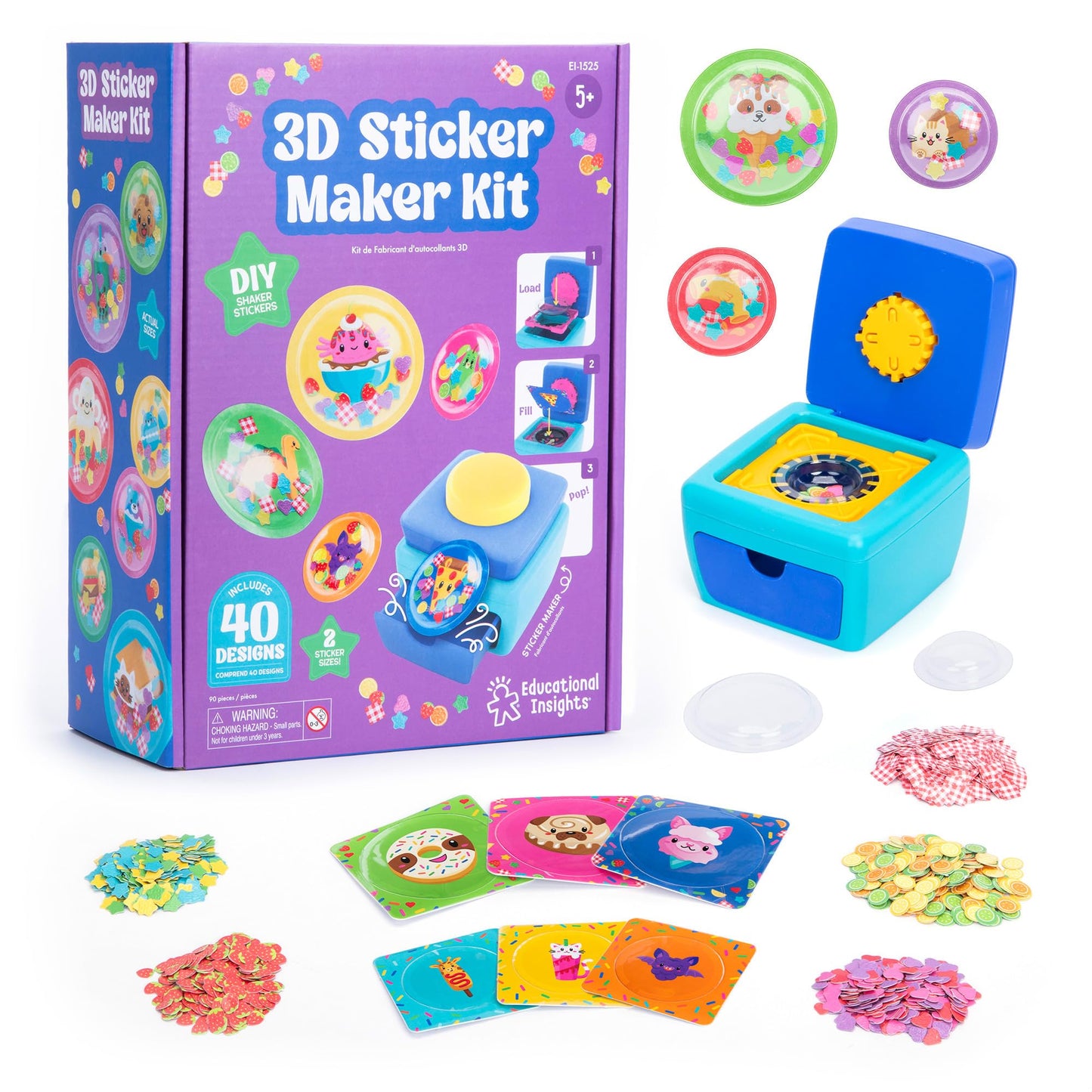 Educational Insights 3D Sticker Maker Kit - Craft Kit for Kids, Mess Free Activity, Make Your Own Sticker Machine, DIY Puffy Stickers for Kids, Creative Gifts for Boys & Girls Ages 5+