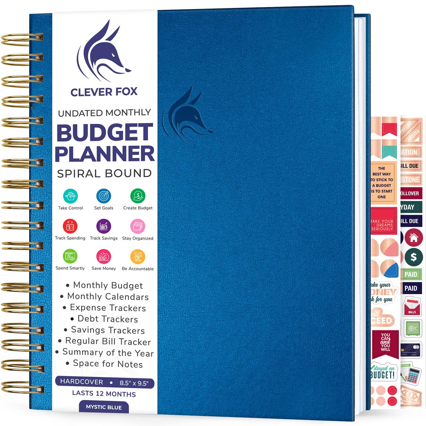 Clever Fox Budget Planner – Coiled Budget Book with Colorful Spacious Pages, Monthly Financial Planner, Budgeting Organizer & Expense Tracker Notebook, Finance Journal, 8x9.5 Hardcover – Mystic Blue