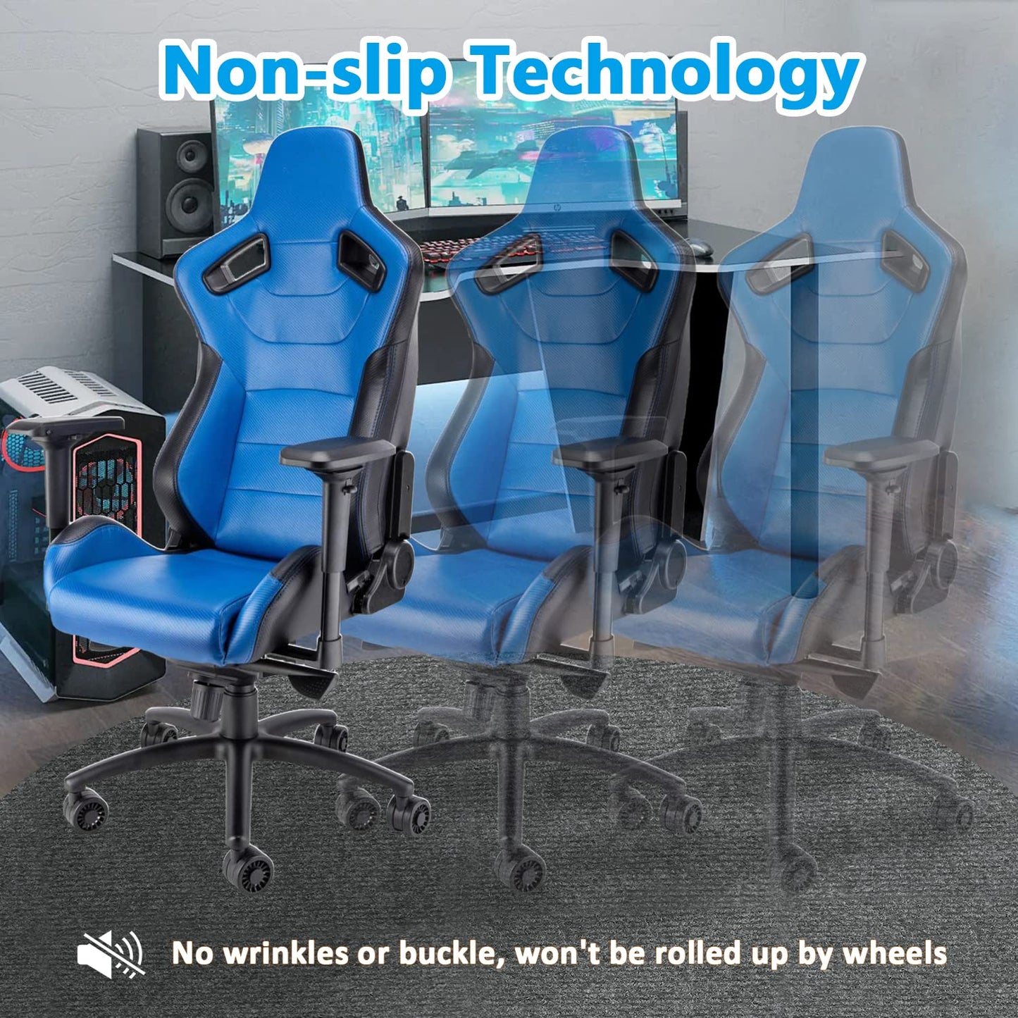 Chair Mat for Hardwood Floor 47.2" Round Office Chair Mat Computer Gaming Chair Mat Floor Anti Slip Mat Low-Profile Desk Chair Pad Carpet Hard Floor Protector Rug Cushion for Home Office (Dark Grey)