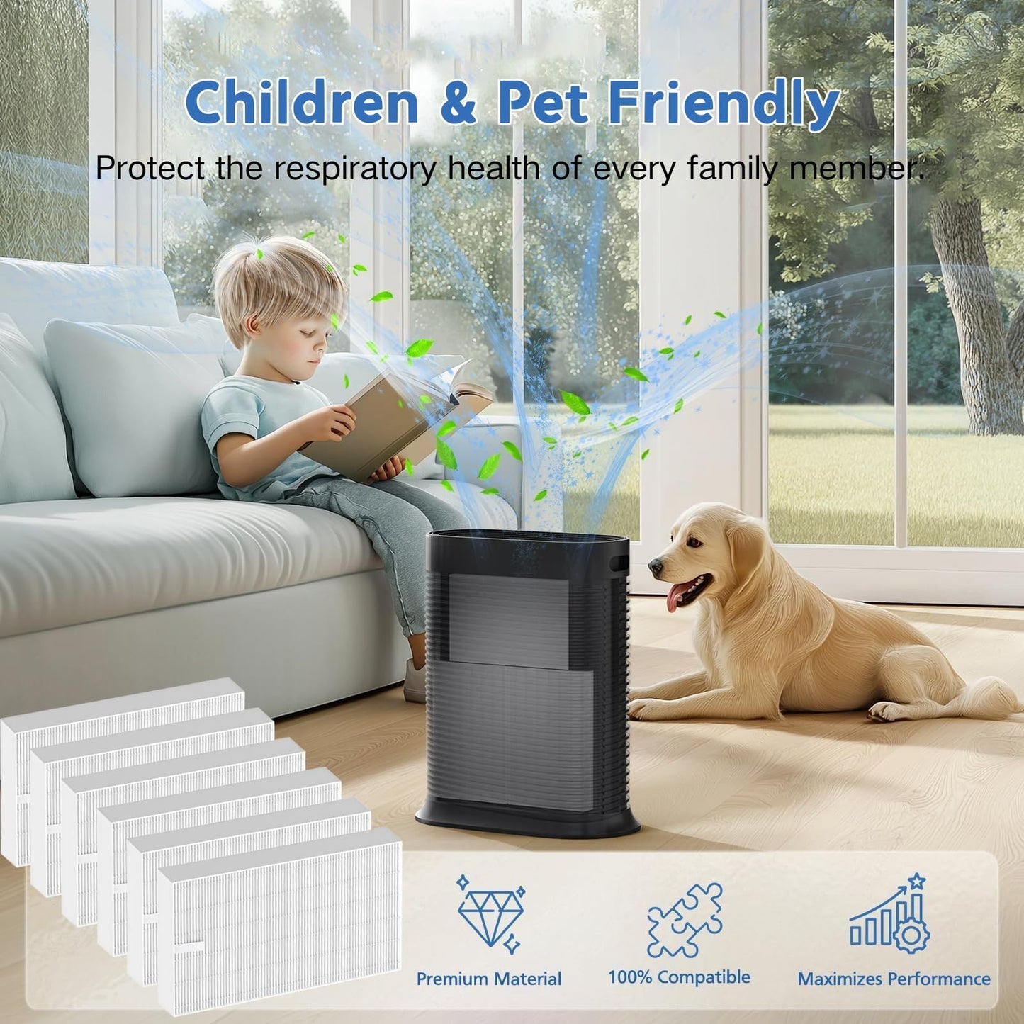 6 Pack HPA300 HEPA Replacement Filter R Compatible with Honeywell HPA300 Air Purifiers, Fits HPA300 HPA090, HPA200, HPA100 Series and HPA5300 Models HEPA Filter R, HRF-R1 HRF-R2 & HRF-R3