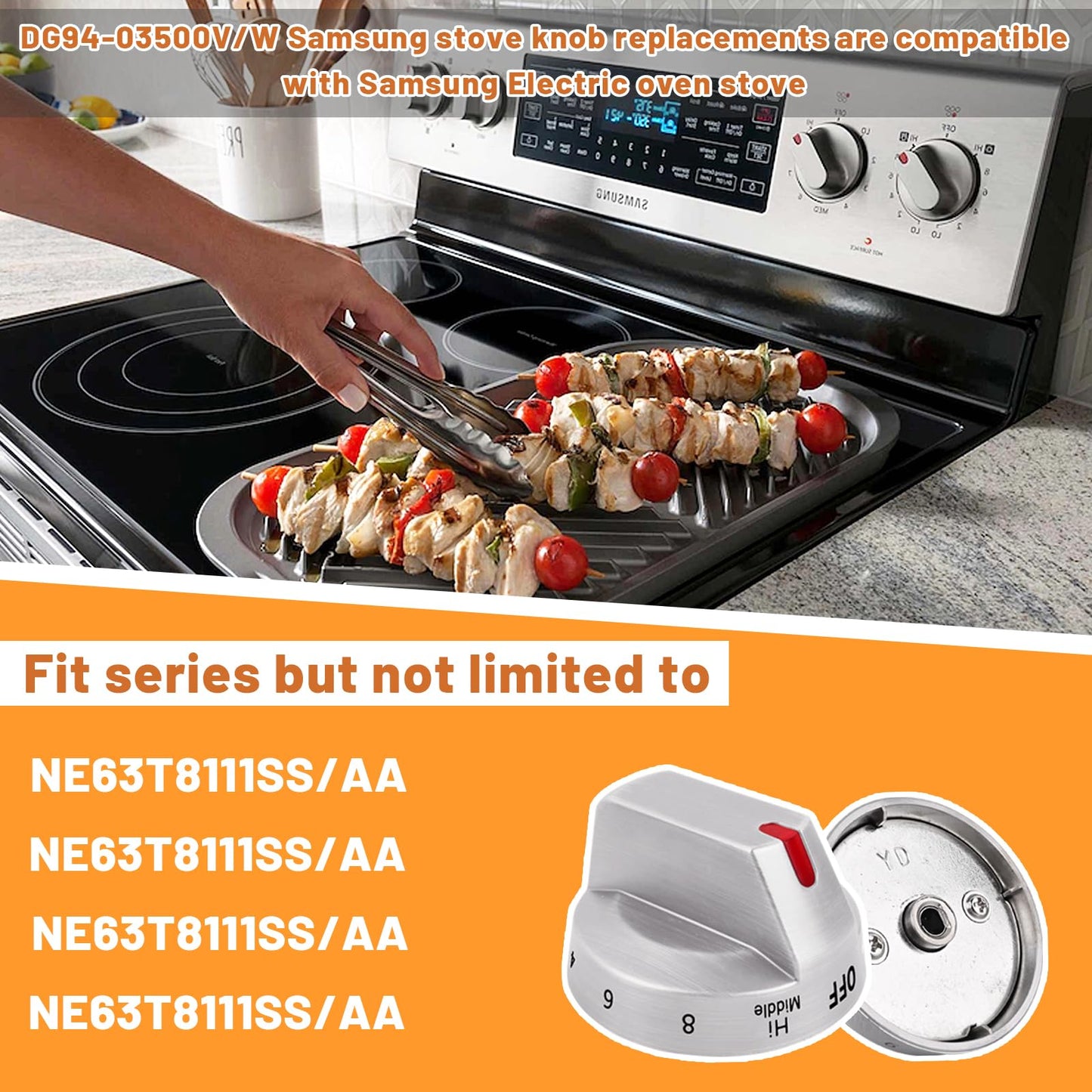 DG94-03500V DG94-03500W for Samsung Electric Stove knobs Replacement,DG94-03500A/Z (4PCS) for Samsung Stove Knob Replacements Compatible with NE63T8111SS/AA NE63T8311SS/AA
