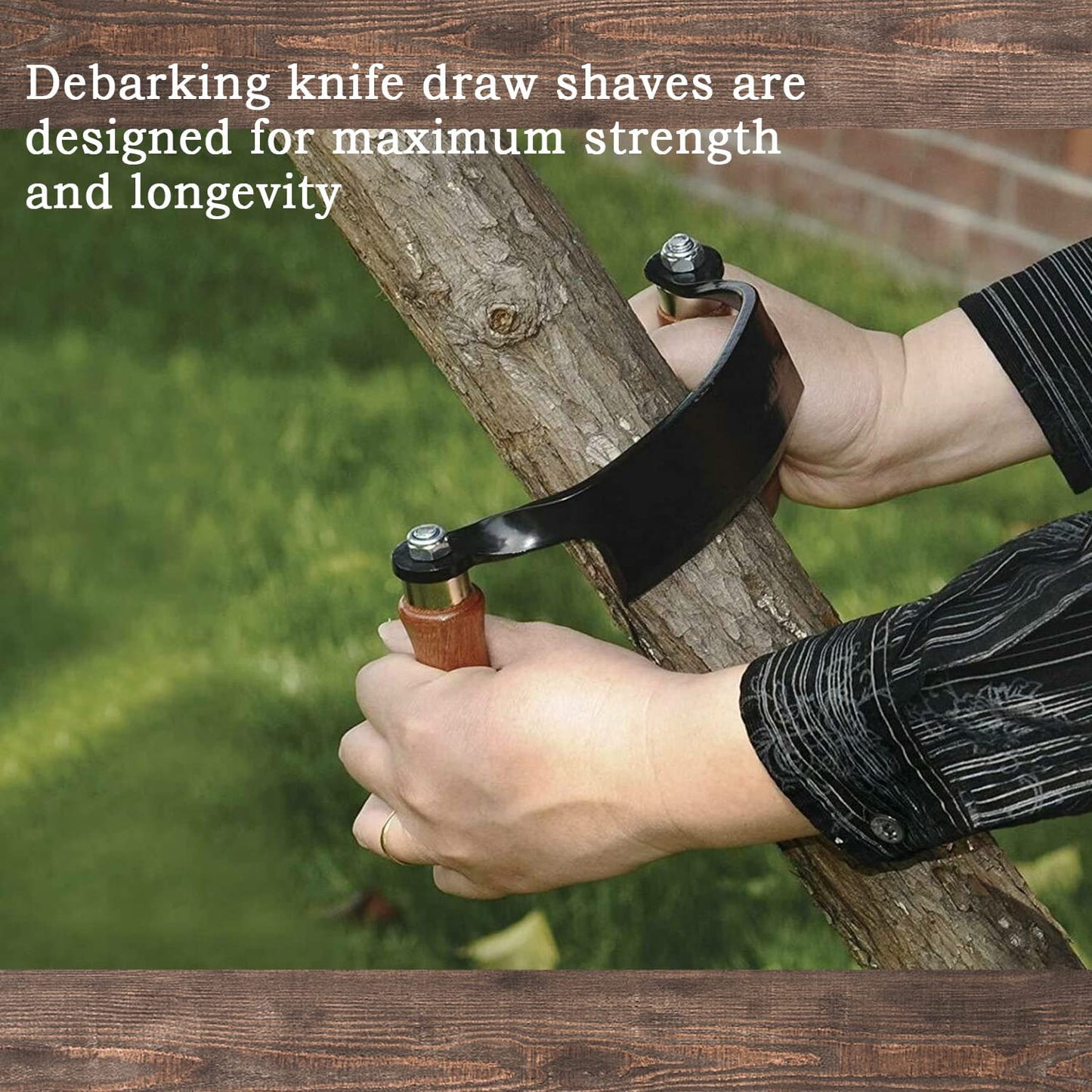 Draw Curved Shave Tool - 10in Woodworking Debarking Hand Tool, Ultra-Sharp Bark Knife with Wooden Handle