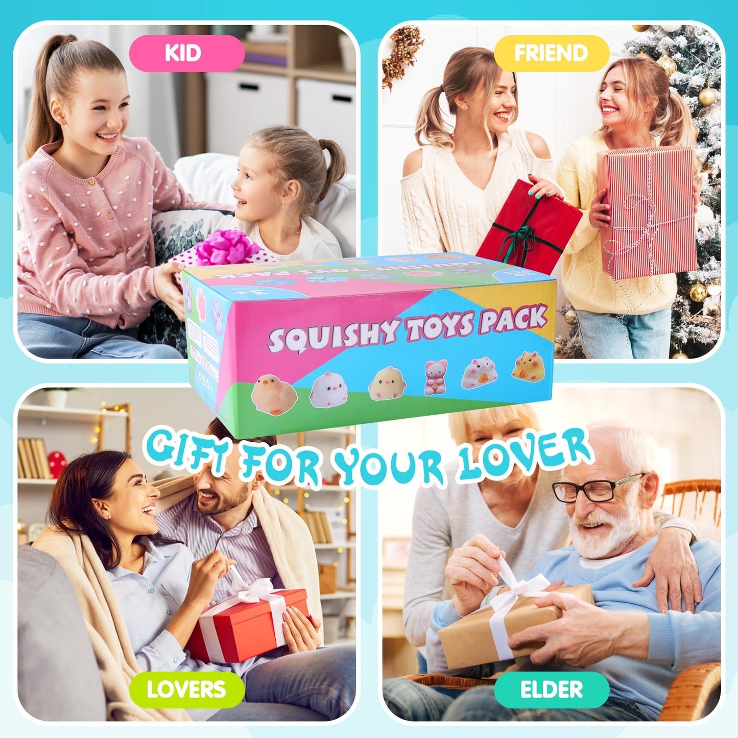 Taba Squishy 20 Pack Fufu Squishy Sensory Toys Kit, Squeeze Soft Fidget Stress Relief Stress Ball for Kids & Adults, Autism ADHD Sensory Toys, Party Favors & Birthday Gift
