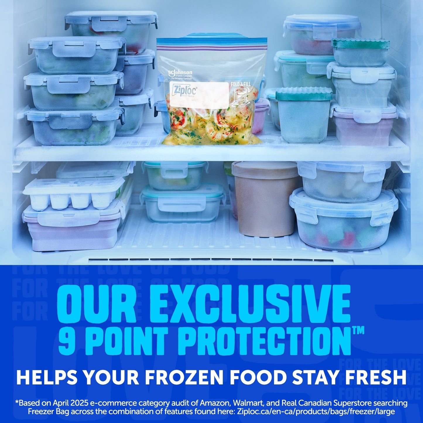 Ziploc® Medium and Large Freezer Bags, Prevents Freezer Burn, Microwave & Freezer Safe, New Stay-Open Design, Stand-Up Bottom, BPA Free, Value Pack 3pk