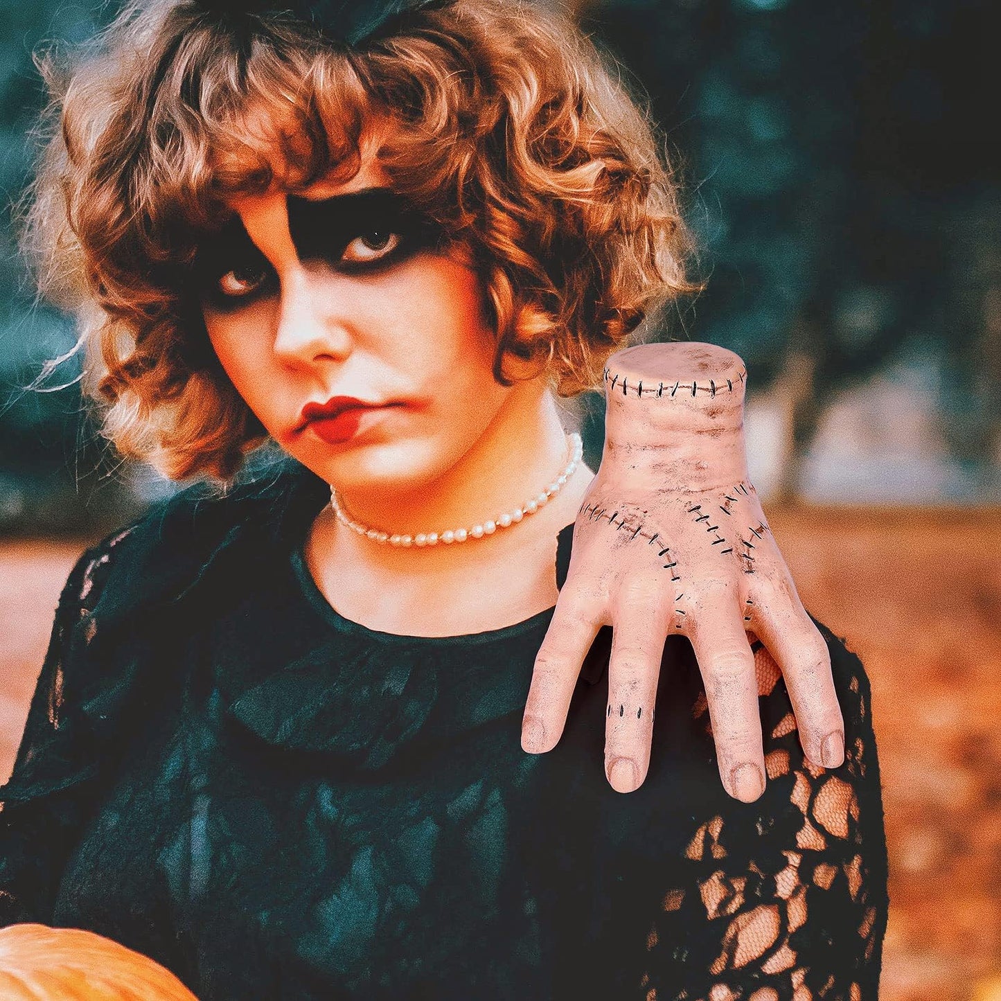 Black Costume Dress for Girls Princess Lace Tulle Skirt with Wig Socks Halloween Cosplay Party Outfit