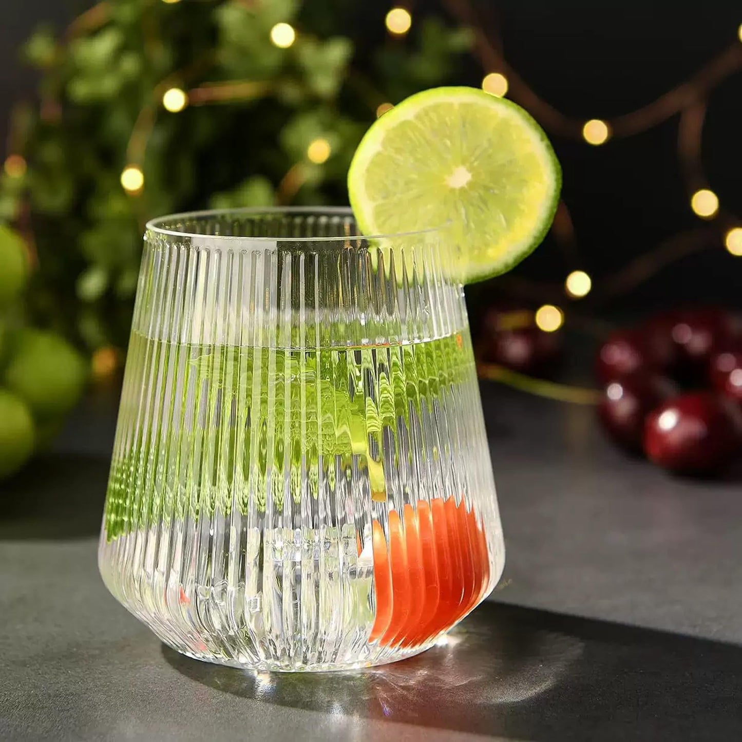 40 Pack Plastic Ribbed Wine Glasses 14oz Origami Style Disposable Wine Cups Unbreakable Clear Plastic Cocktail Glasses Disposable & Reusable for Champagne, Dessert, Catering, Weddings