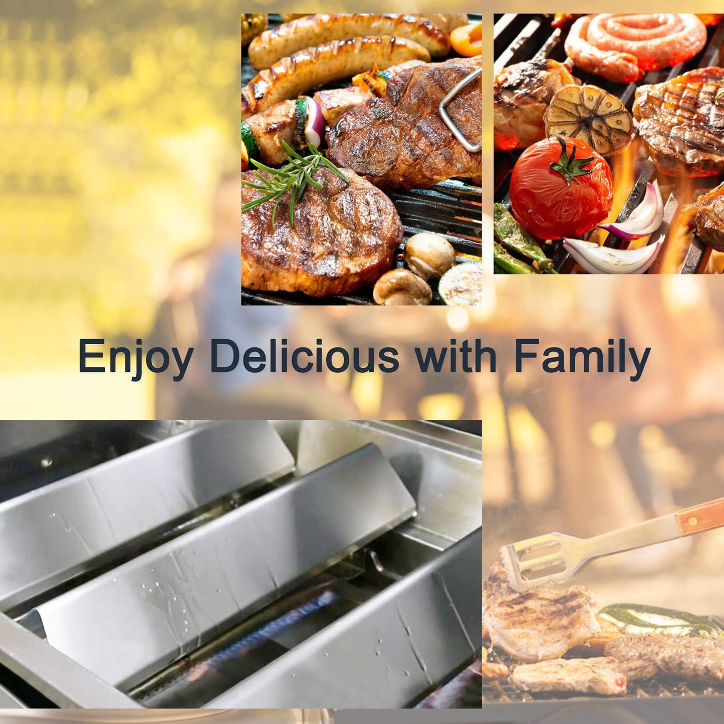 Criditpid Barbecue Replacement Parts for Weber Spirit I & II 200 with Front Control, Spirit E210, E220, S210, S220, Stainless Steel 7635 Flavorizer Bars, 69785 BBQ Burner Tubes & 7642 Igniter Kit.