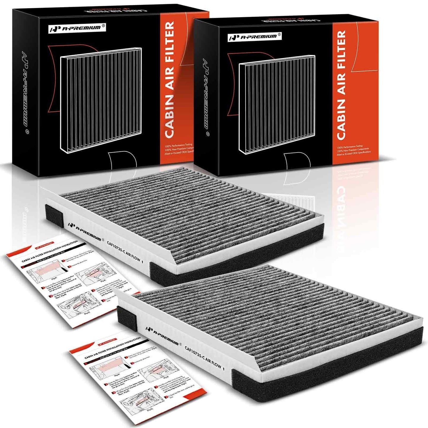 A-Premium 2-PC Cabin Air Filter with Activated Carbon Compatible with Hyundai, Kia & Genesis Vehicles - Equus, Genesis, Santa Fe, K900, Stinger, Telluride, G70, G80, G90, GV80 - Replace# 97133-3M000