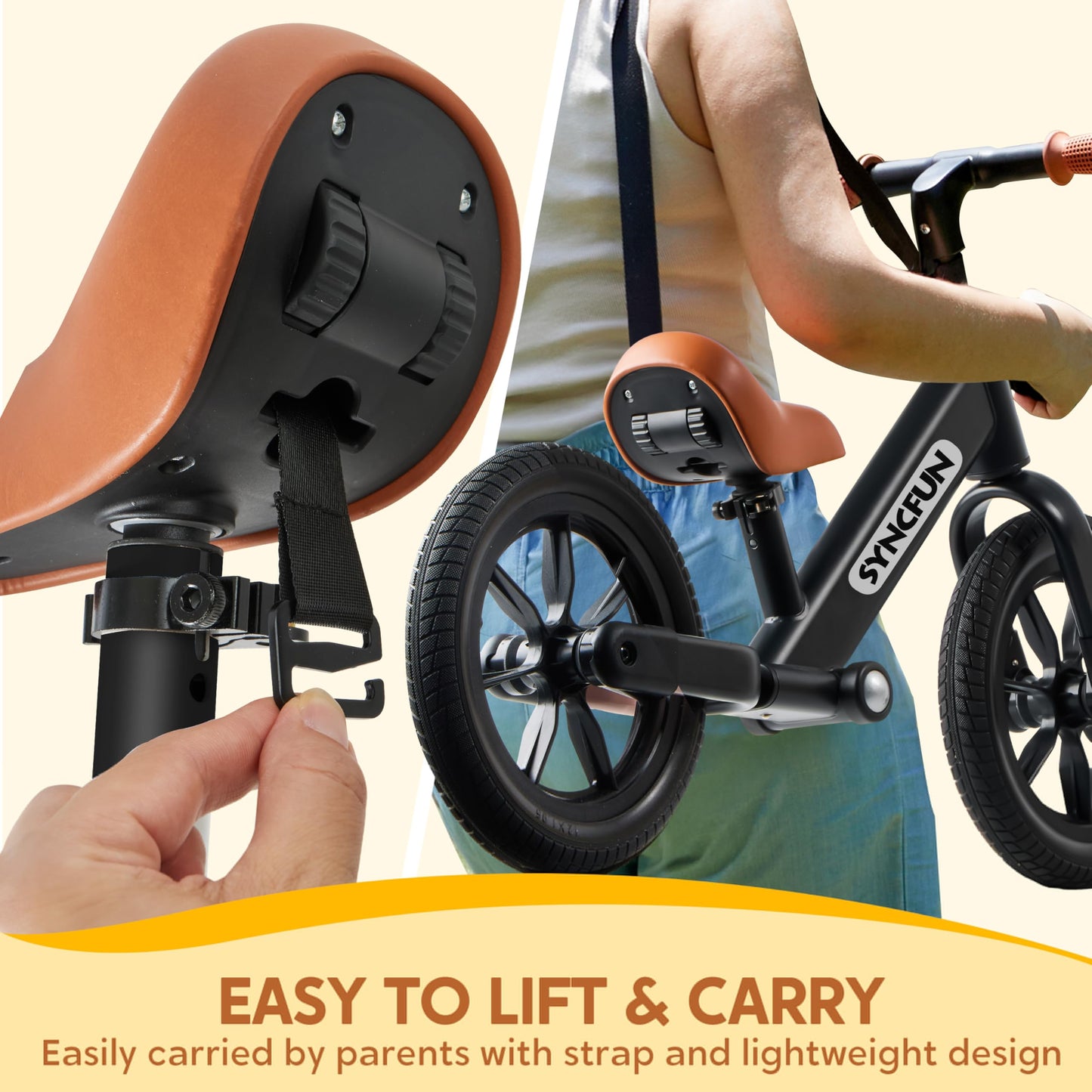 SYNCFUN Toddler Balance Bike, Toddler Bike for 2, 3, 4, 5 Year Old Boys and Girls, No Pedal Kids Bike, Toddler Gifts, Easy Adjustable Seat and Handlebar, Kids Toys for 2 Year Old