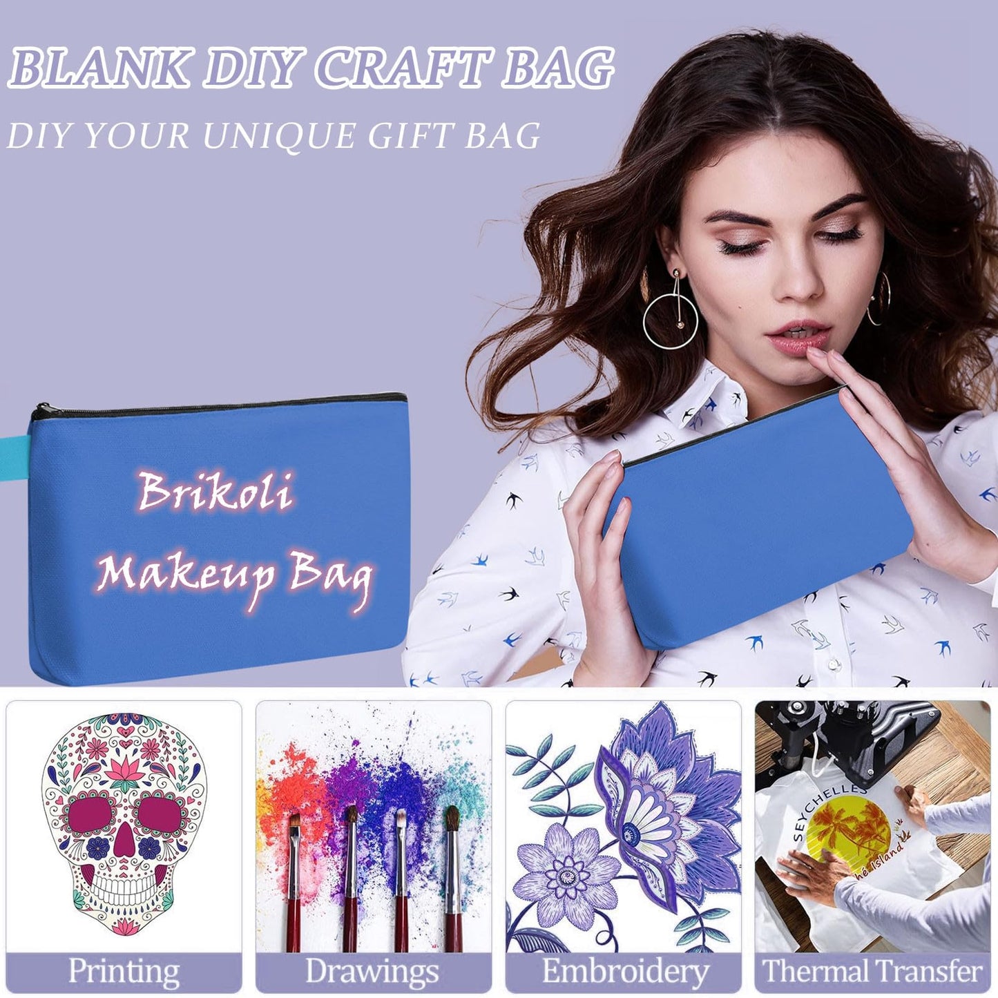 40 Pcs Canvas Makeup Bags Travel Cosmetic Pouch with Zipper Portable Multi Purpose Blank Small Traveling Zippered Organizer for Women Purse Toiletry Pencil Bag,10 Colors,7.4 x 5.1 x 1.7 Inch