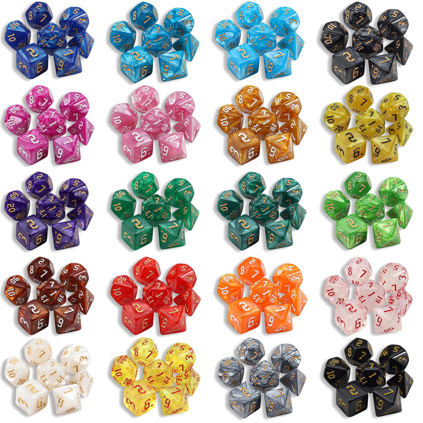 CiaraQ DND Dice Set - 26 x 7 (182pcs) Polyhedral Dice for Dungeons and Dragons D&D RPG MTG Role Playing Table Games, with a Large Flannel Bag