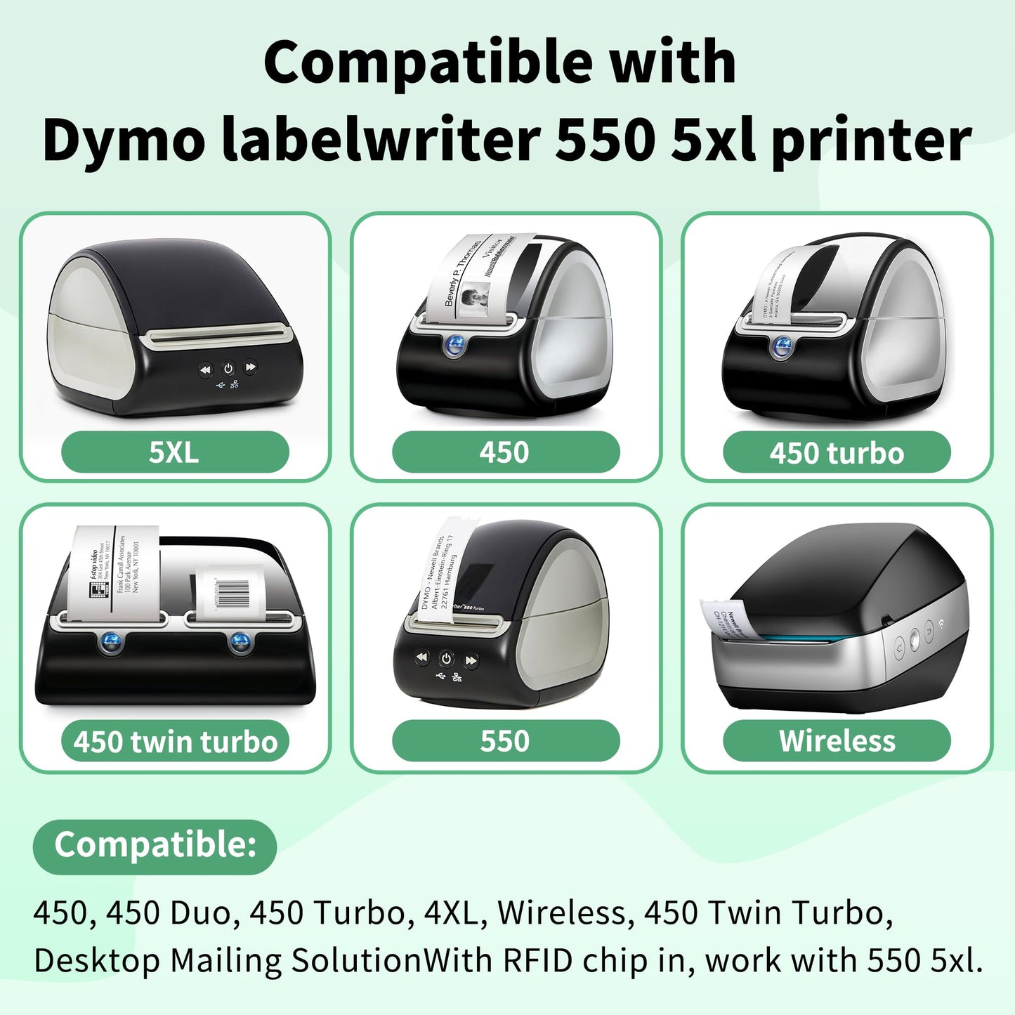 8 Rolls Compatible with Dymo LabelWriter 550 Shipping/Address Label 30323 (2-1/8" x 4") for Label Writer 5XL, 450 Desktop Printers, 200/ Roll, Chip in
