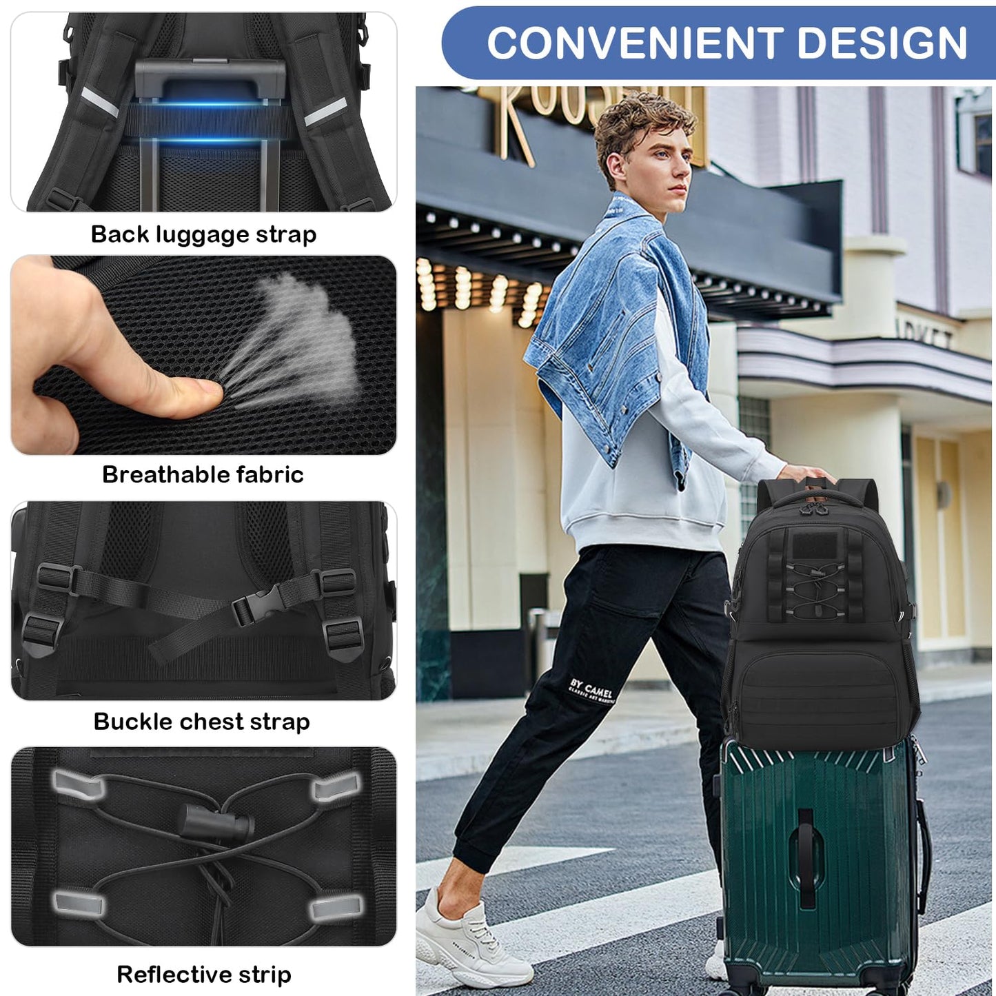Laptop Lunch Backpack for Men - 40L Work Backpack with Lunch Compartment and USB Post for Work, Travel, Picnic