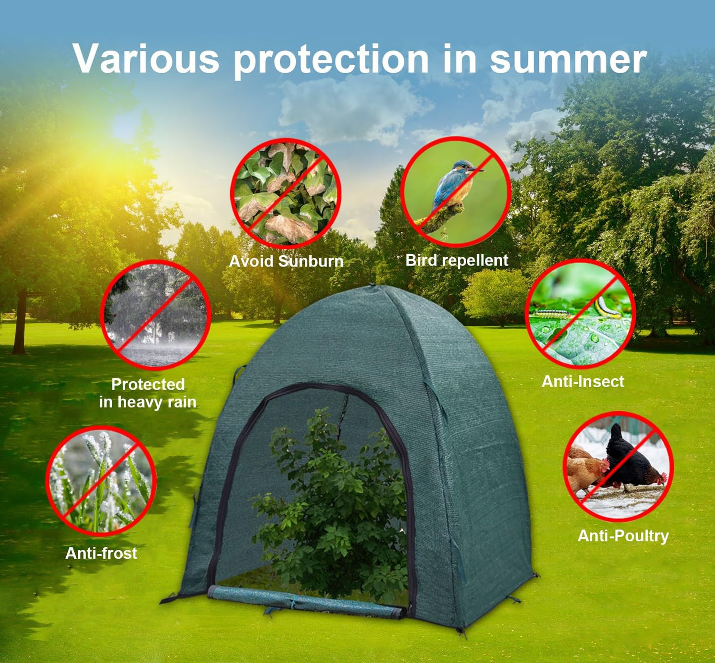YAMYGA Winter Plant Covers for Snow and Ice Protection Shrub Cover Freeze Protection Plant Tent Protect Outdoor Plant and Potted Plant from Snow Frost Sun and Animal with Zipper Door 28*28*30 (2Packs)