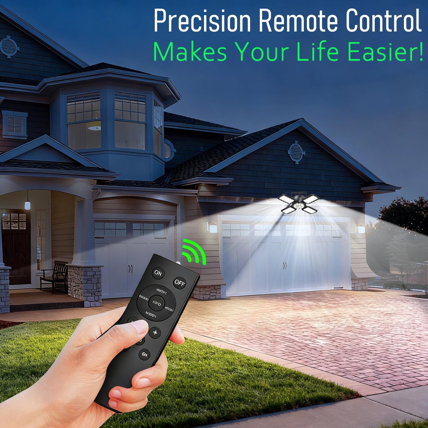 Solar Shed Light Outdoor Indoor Upgrade 1200LM 174LED 4 and 1 Heads Motion Sensor Pendant Light, Solar Lights with 5 Lighting Modes Remote Control IP65 Waterproof for Barn Patio Gazebo Shop