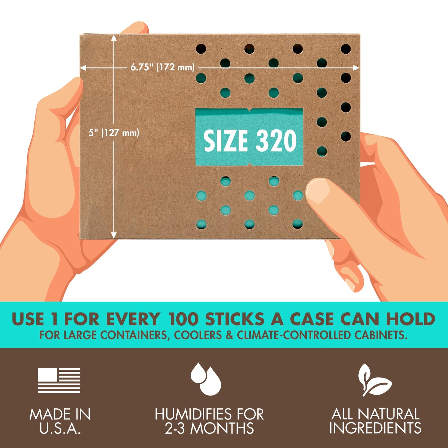 Boveda 72% Two-Way Humidity Control Pack For Large Wood Humidifier Boxes – Size 320 – Single – Moisture Absorber – Humidifier Pack – Individually Wrapped Hydration Packet