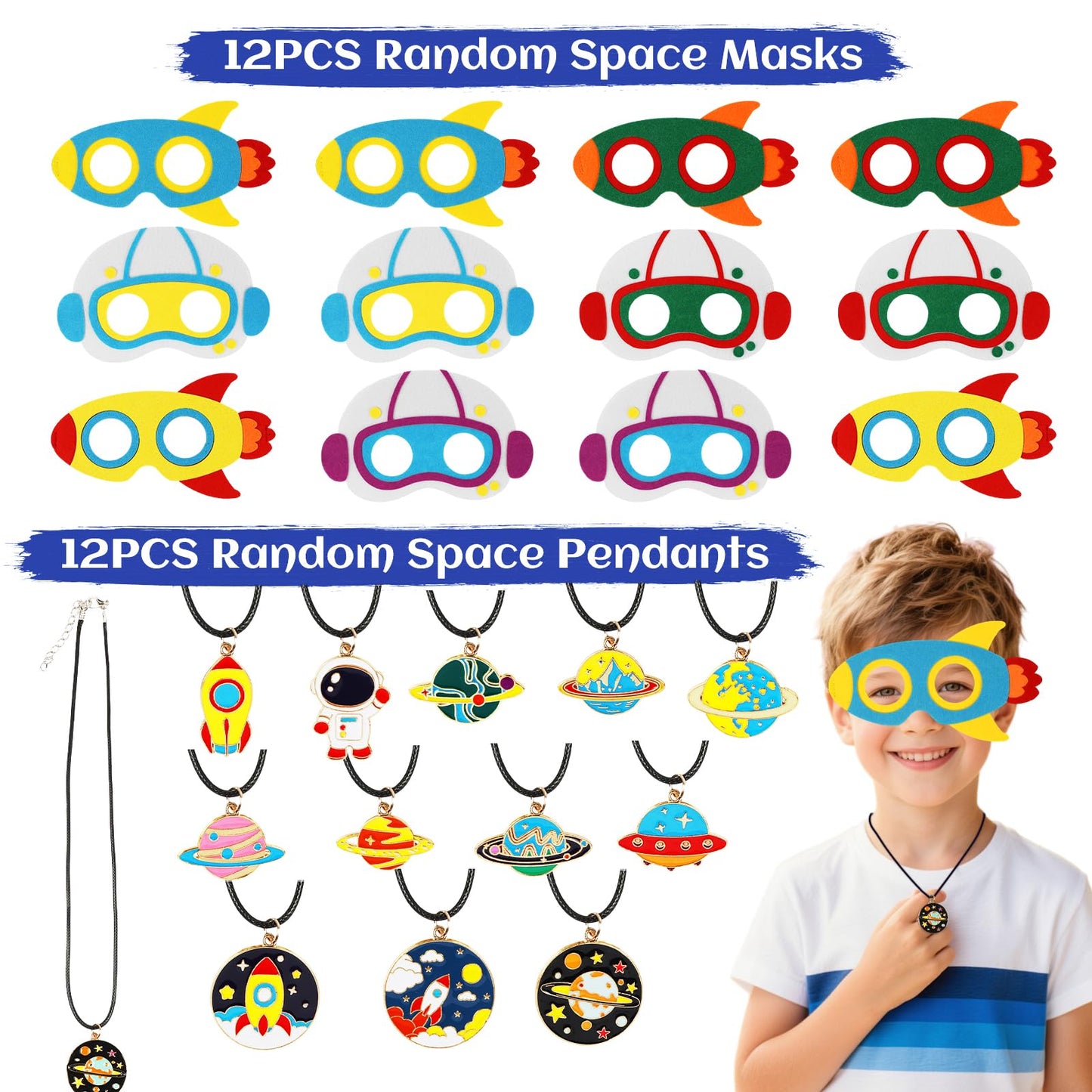 Space Party Favors, Birthday & Party Decorations - 254 PCS Outer Space Goodie Bag Stuffers Fillers for Kids with Astronaut Toys, Stickers, Stress Balls, Masks and Necklaces