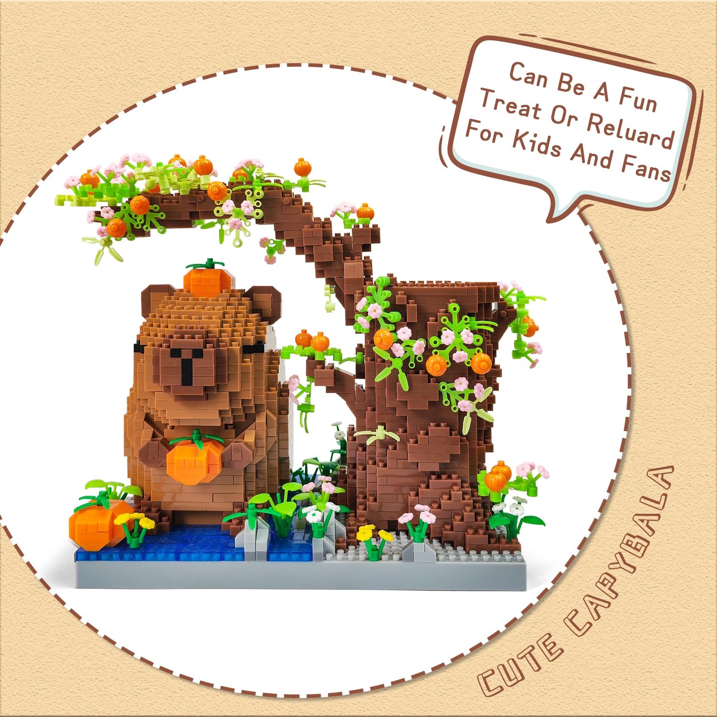 Capybara Set Toy Micro Mini Building Block Pen Holder&Desk Organizer Cute Animals Building Bricks Kit(1880Pcs) Arts&Crafts for Capybara Lovers for Kids Age 8+ for Adult