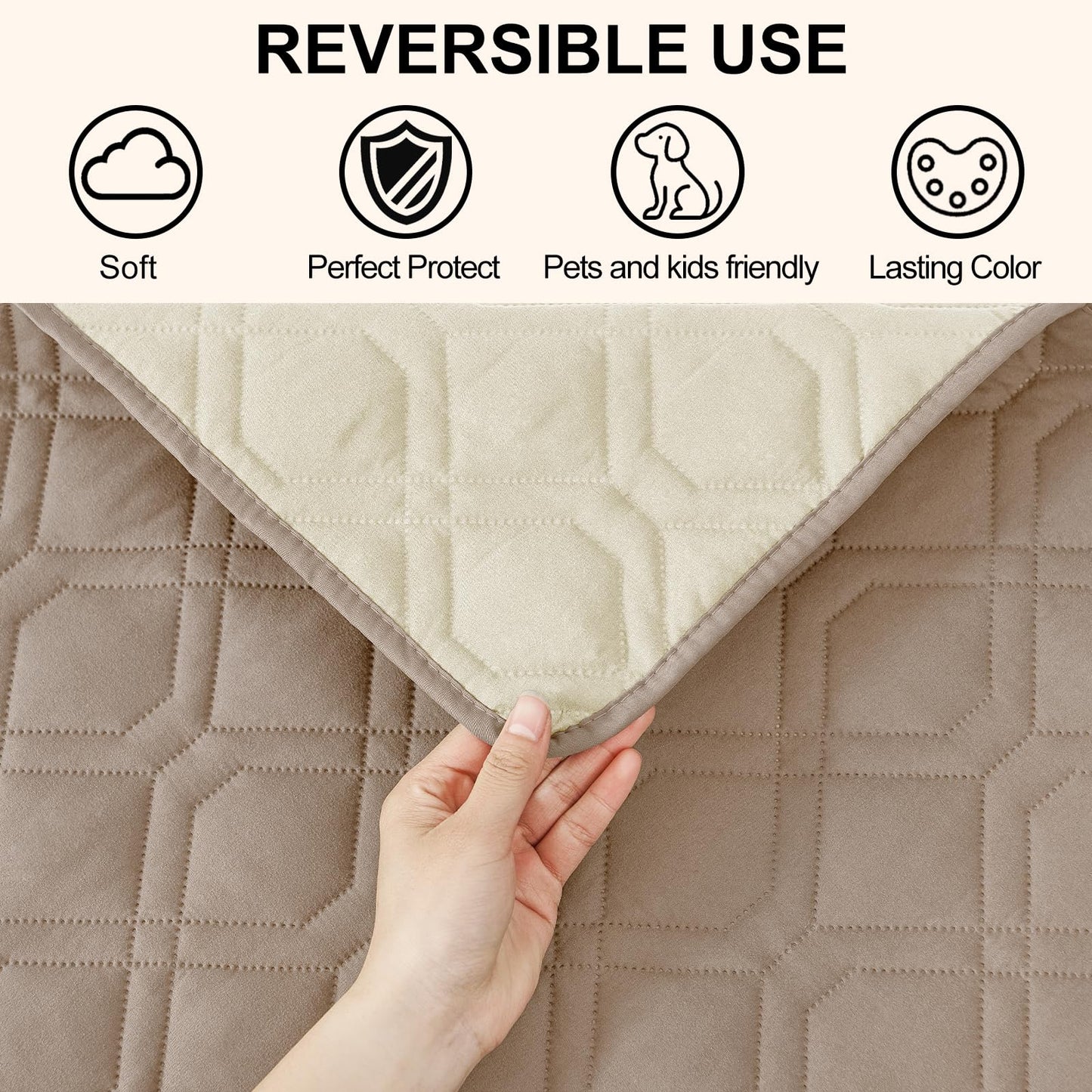 Smiry Waterproof Dog Blanket, 30x70 Inch Soft Pet Bed Cover Reversible, Washable Sofa Couch Furniture Protector for Small Medium Large Dog Puppy Cat, Taupe/Beige